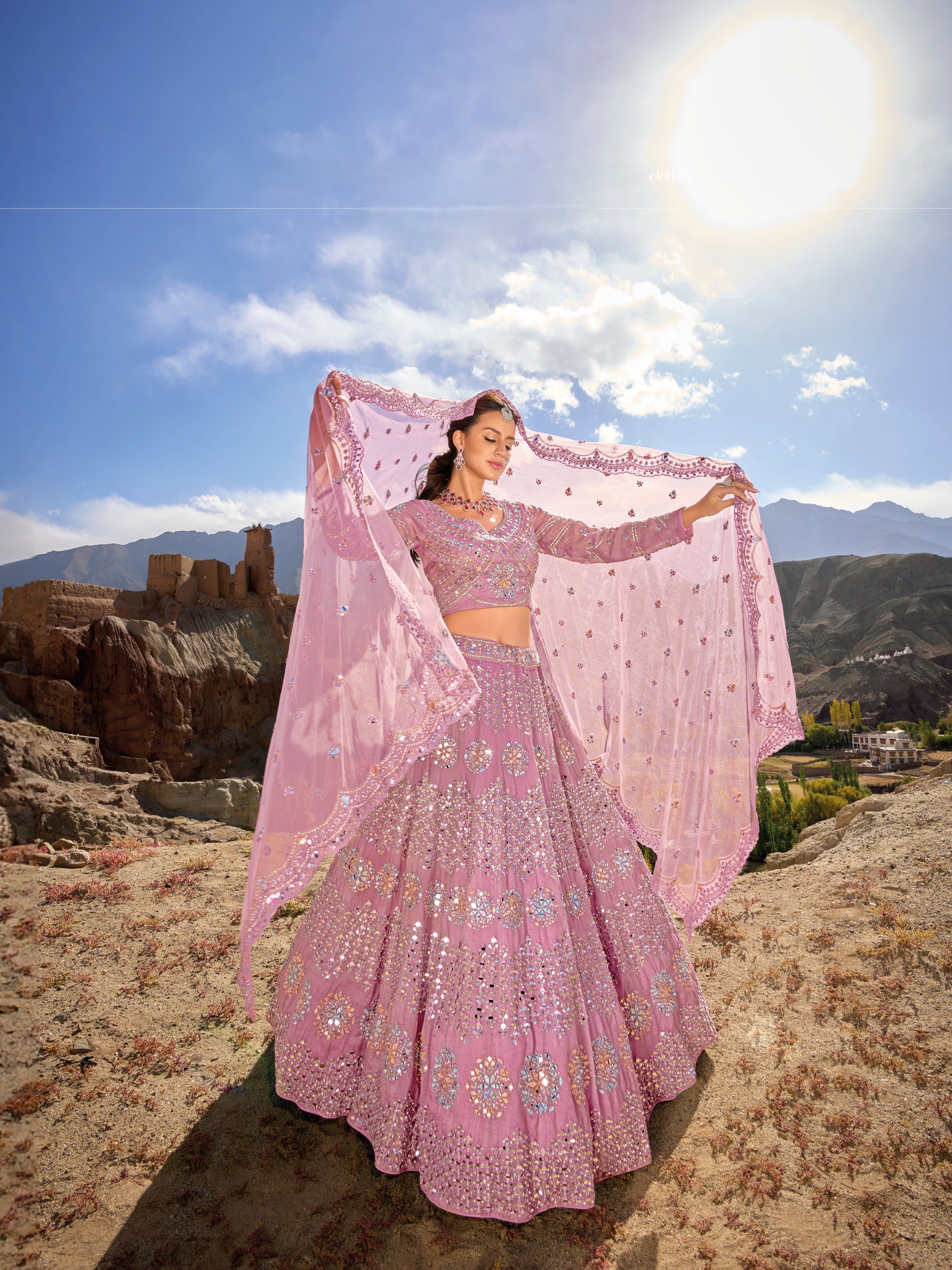 Designer Lavender Lehenga with Floral Embroidery