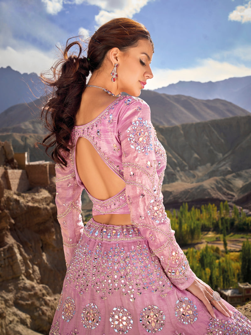 Lavender Indian Lehenga Choli with Heavy Embellishments