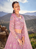 Engagement Wear Lavender Lehenga Choli in Organza