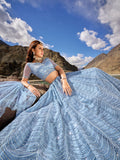 Pastel Blue Lehenga with Dupatta for Haldi Ceremony