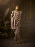 Lavender bridal saree in golden silk with hand embroidery