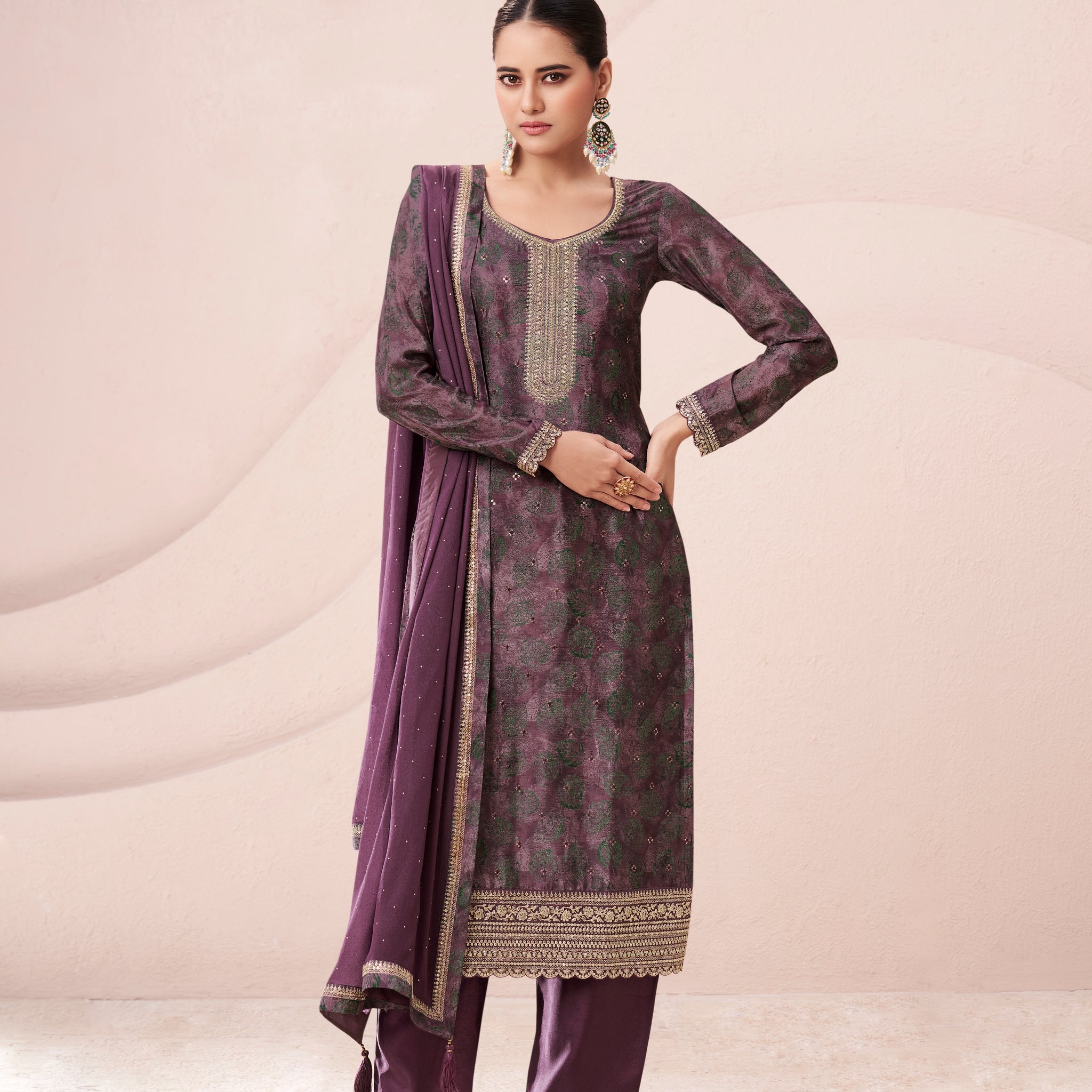 Purple kurta set for party wear women