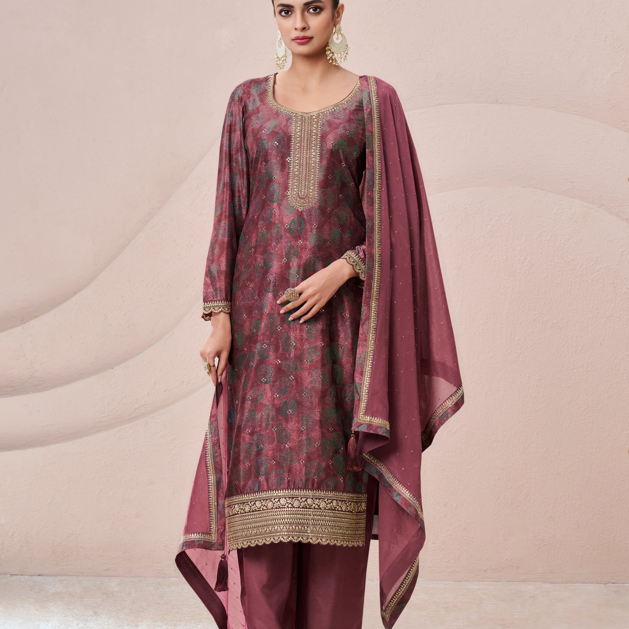 Wine kurta set for women party wear