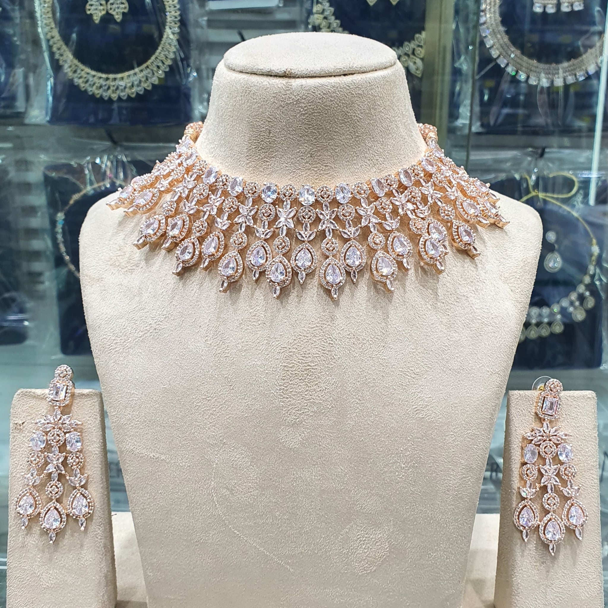 White American diamond bridal necklace