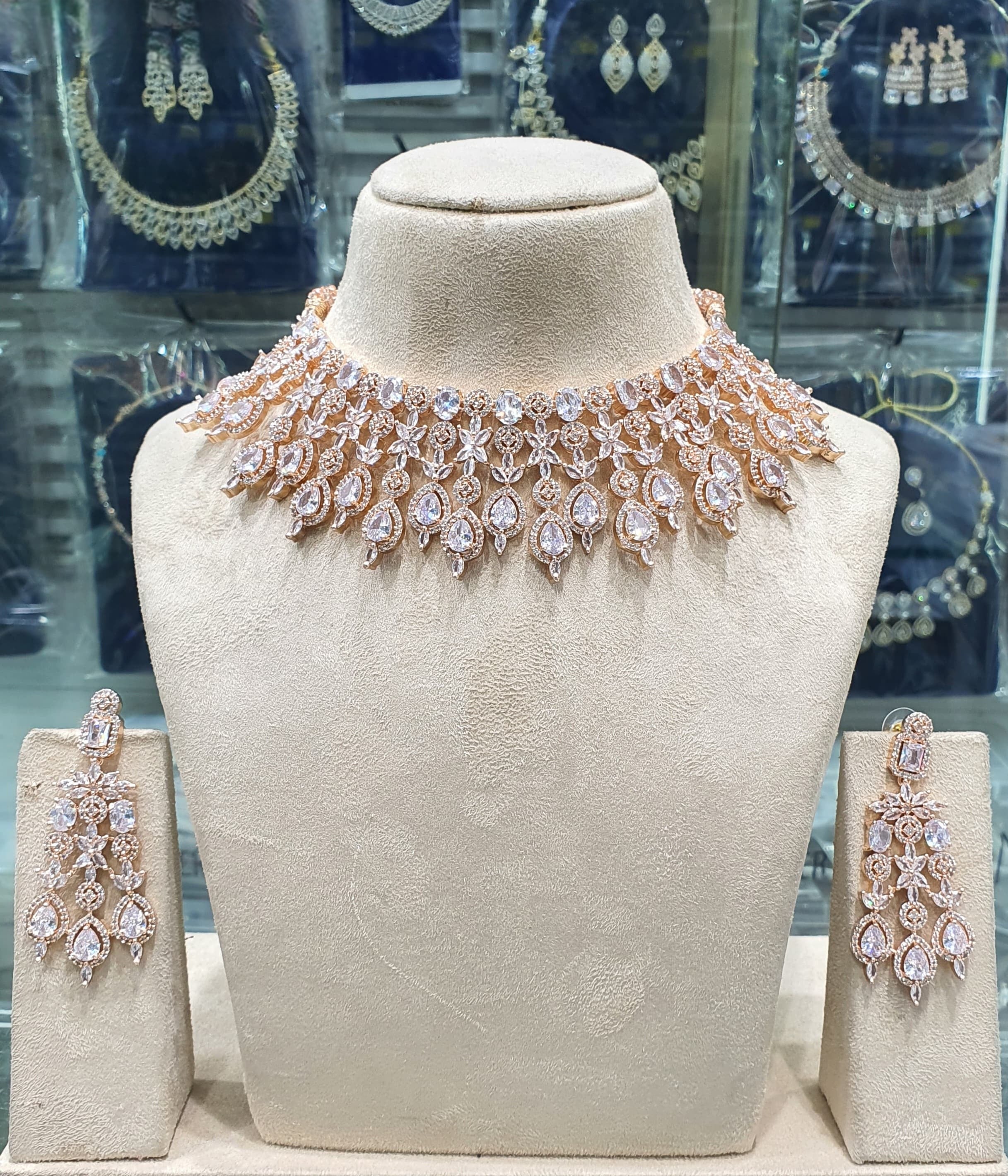 White American diamond bridal necklace