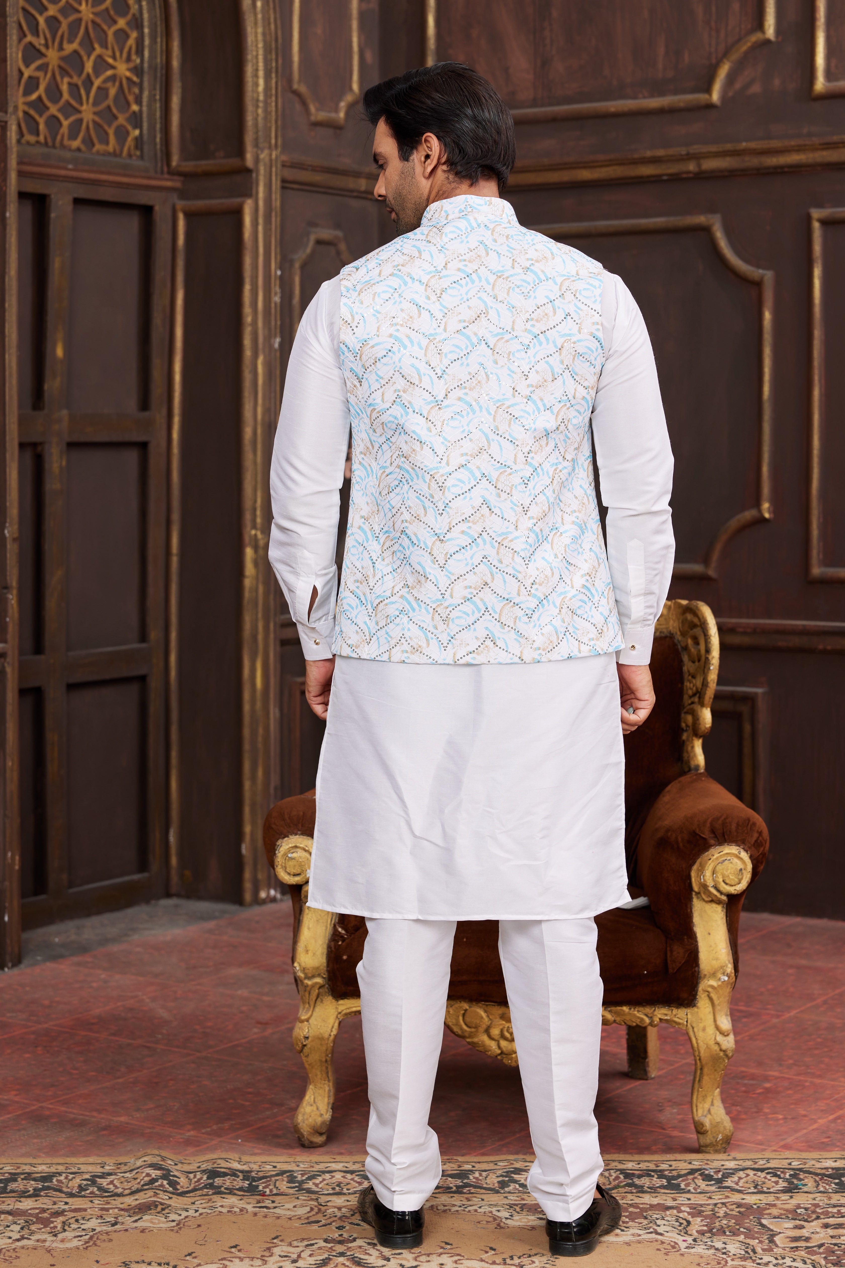Festive wear Indian outfit for men in sky blue
