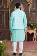 Light green ethnic set with churidar and jacket
