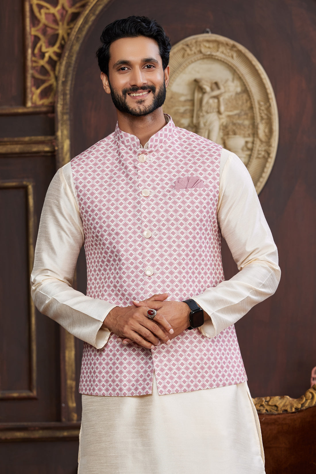Lavender pink kurta pajama set for men