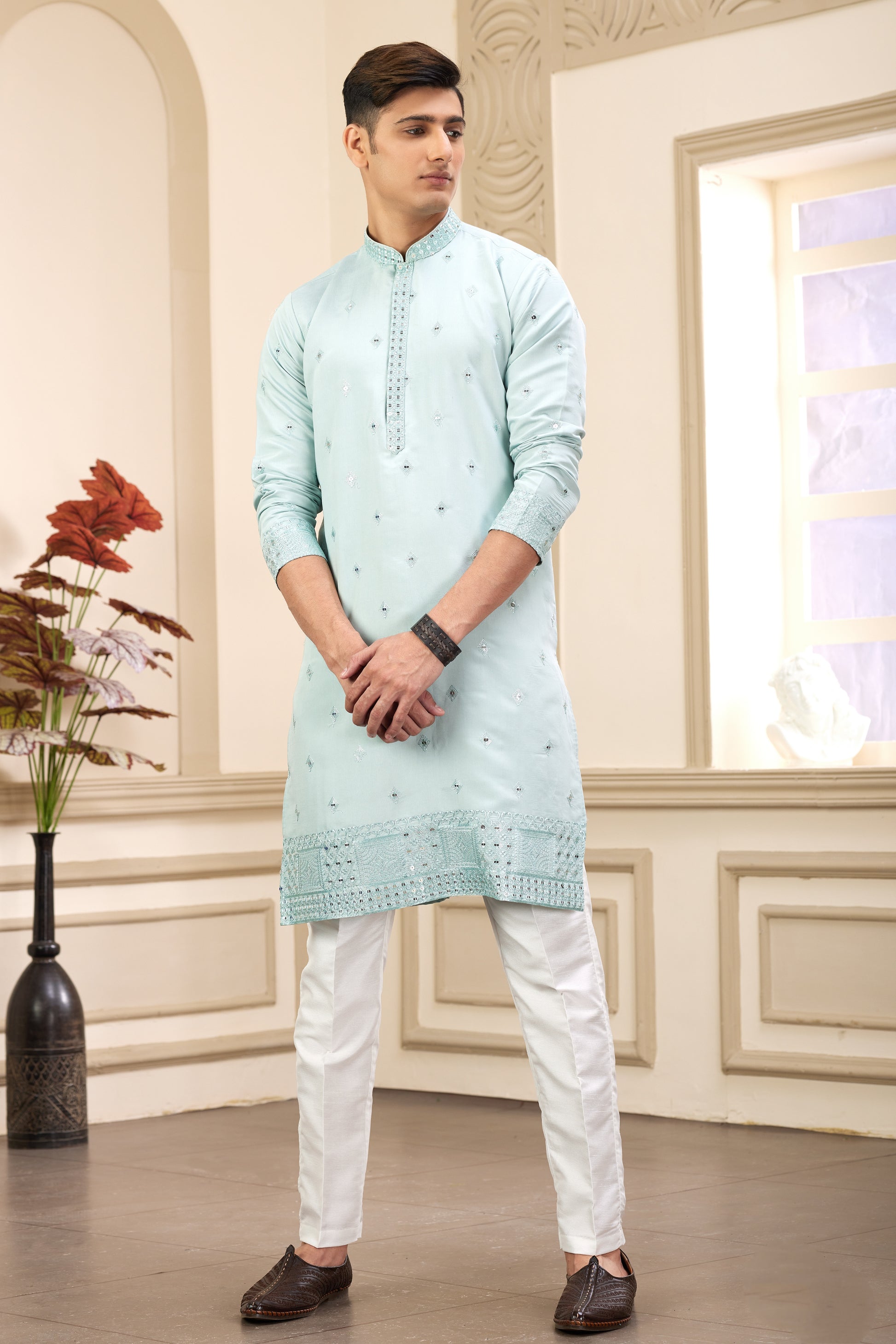 Light blue traditional outfit for men