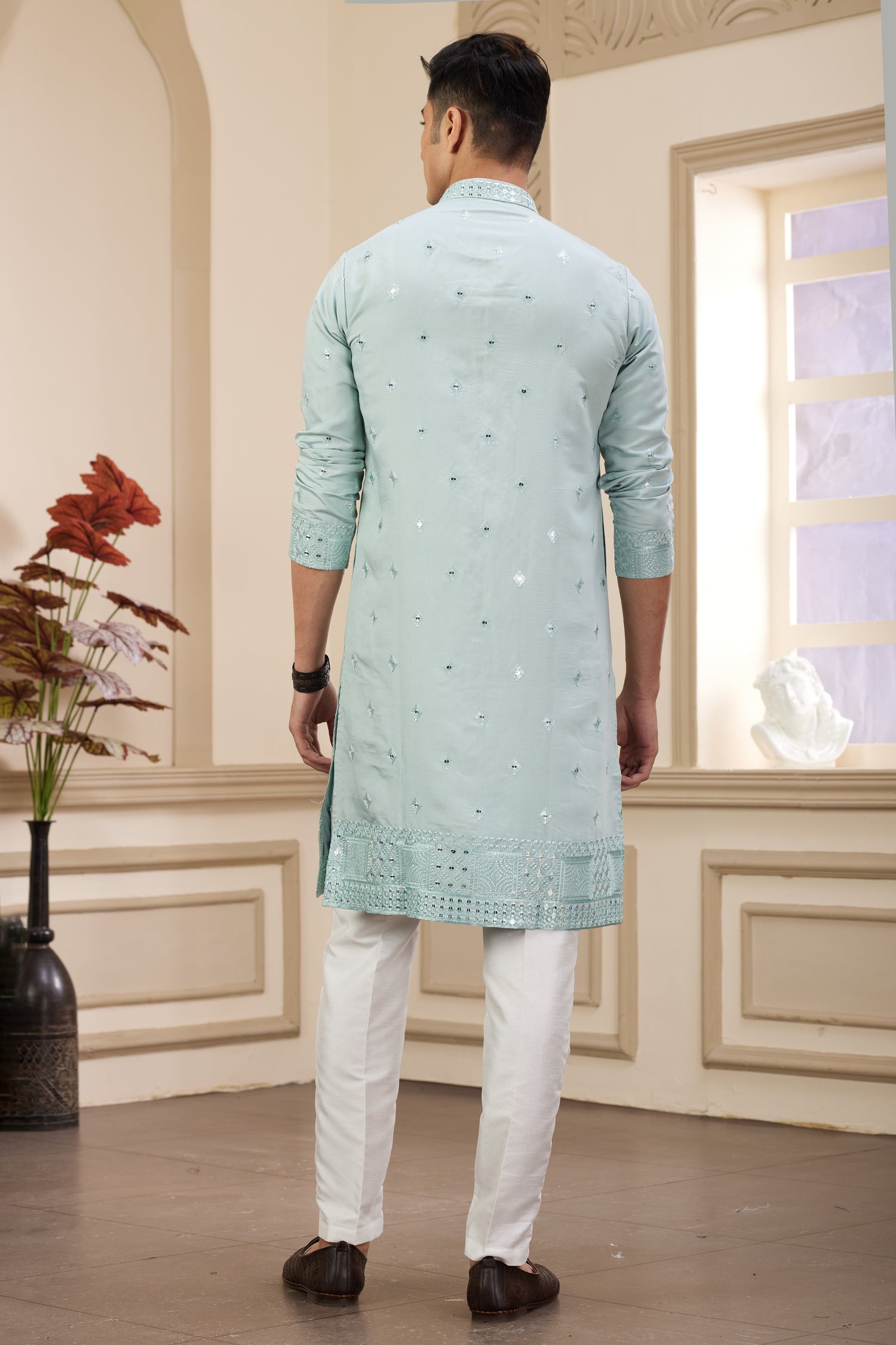 Sky blue ethnic men’s kurta set