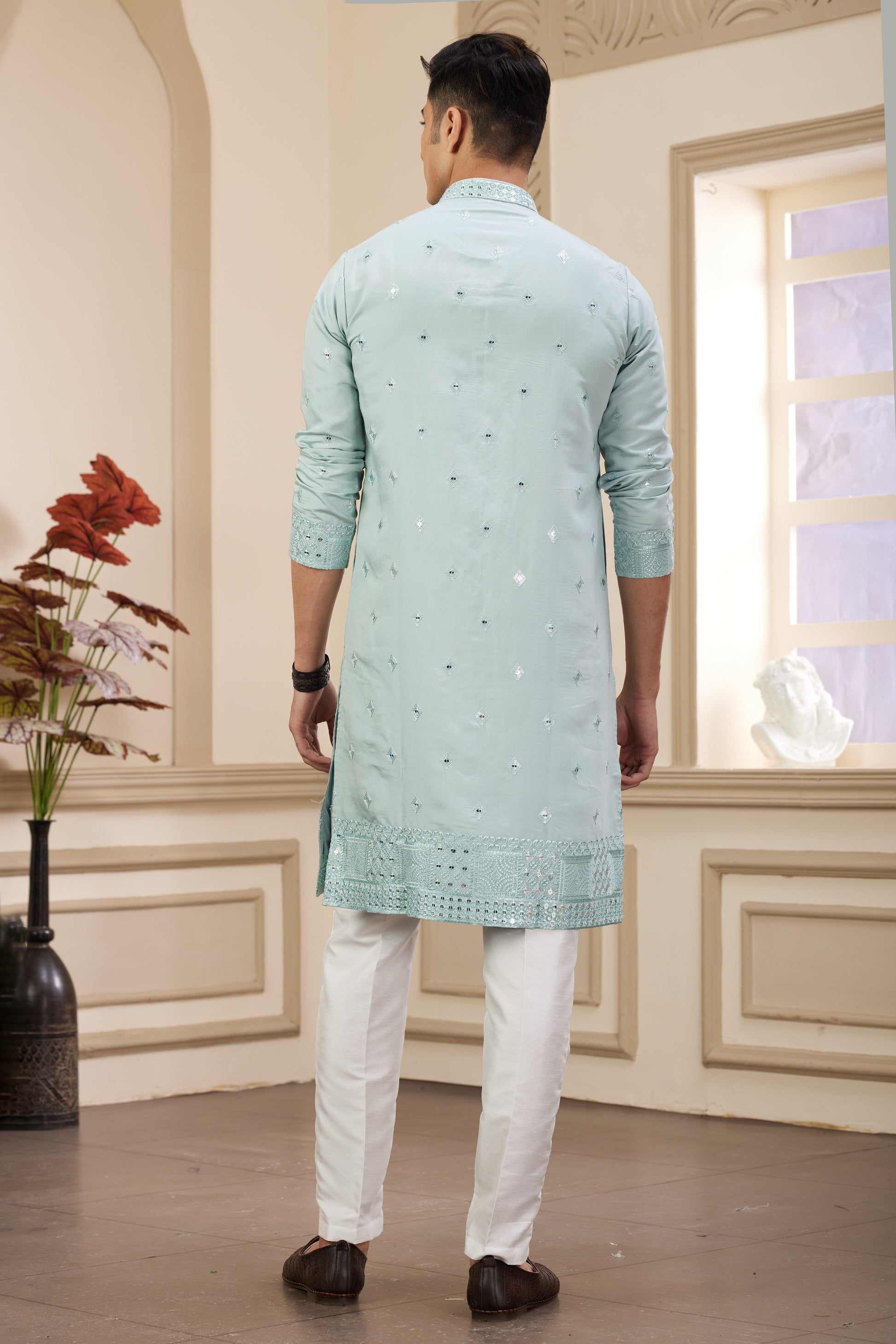 Sky blue ethnic men’s kurta set