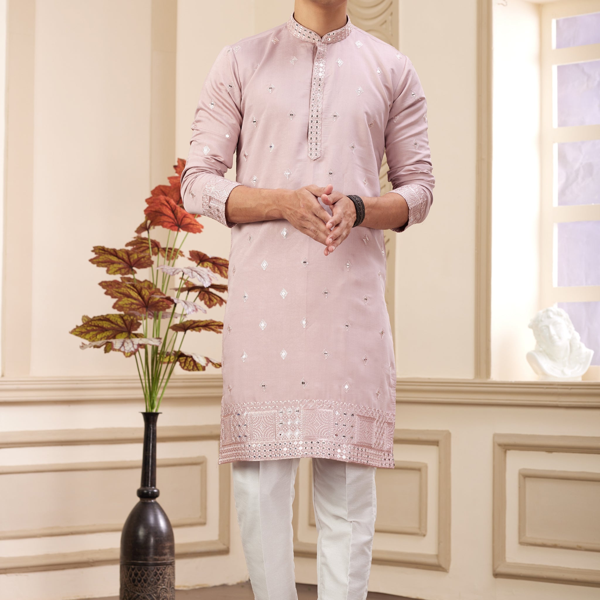 Light purple kurta set for men