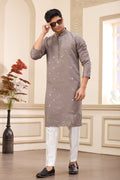 Stylish grey kurta with Banarasi pants