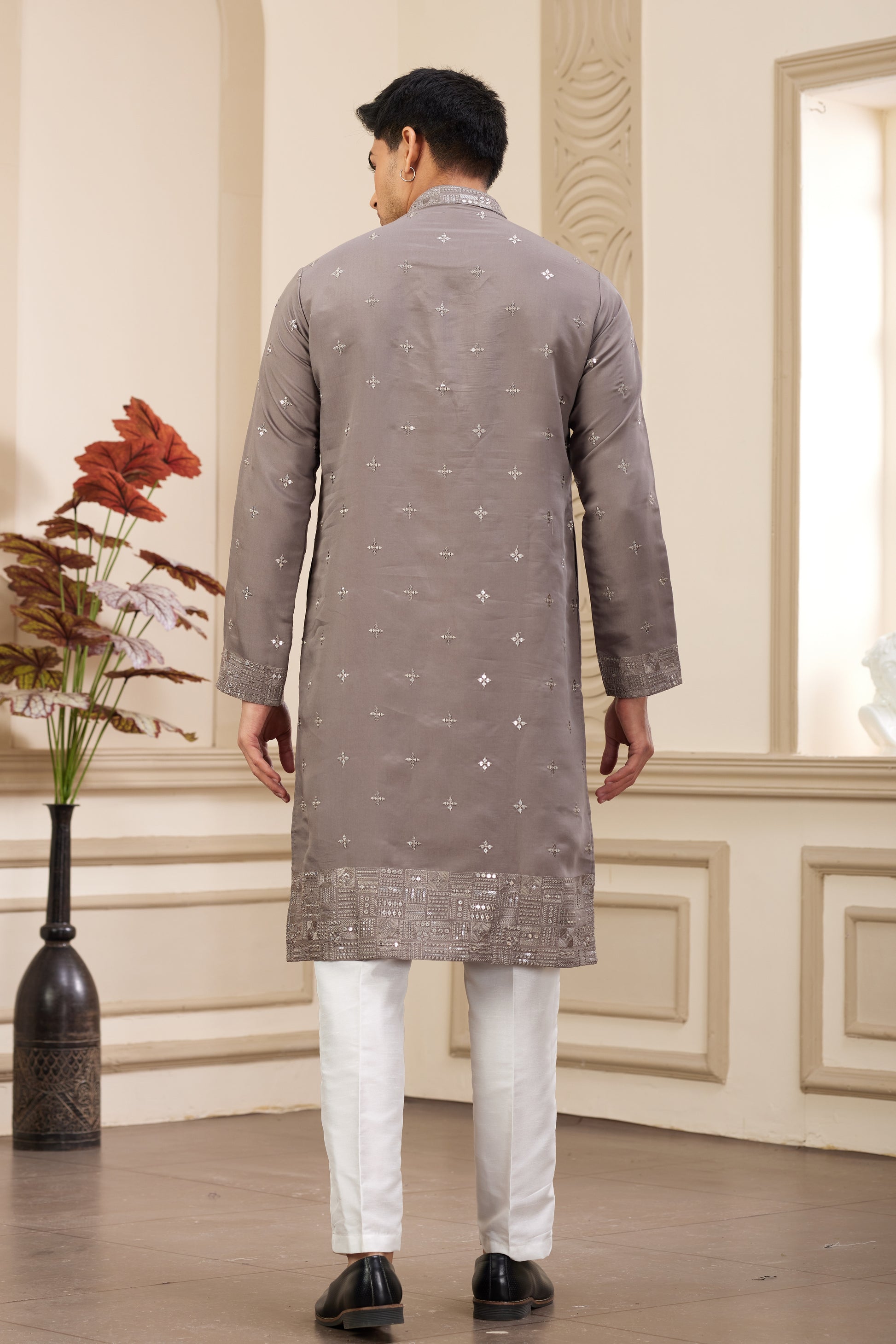 Traditional men’s kurta in grey