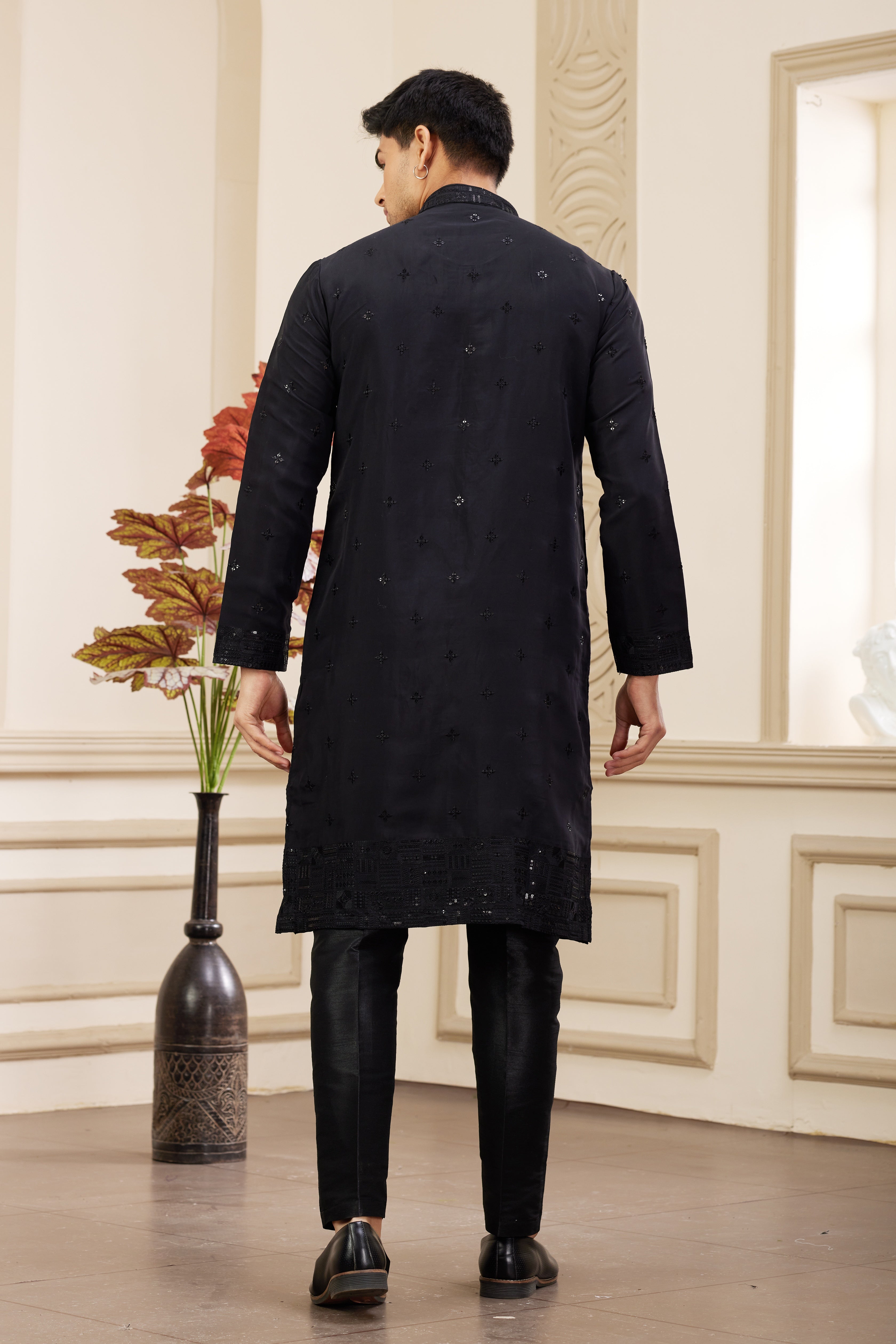 Traditional black kurta with pants