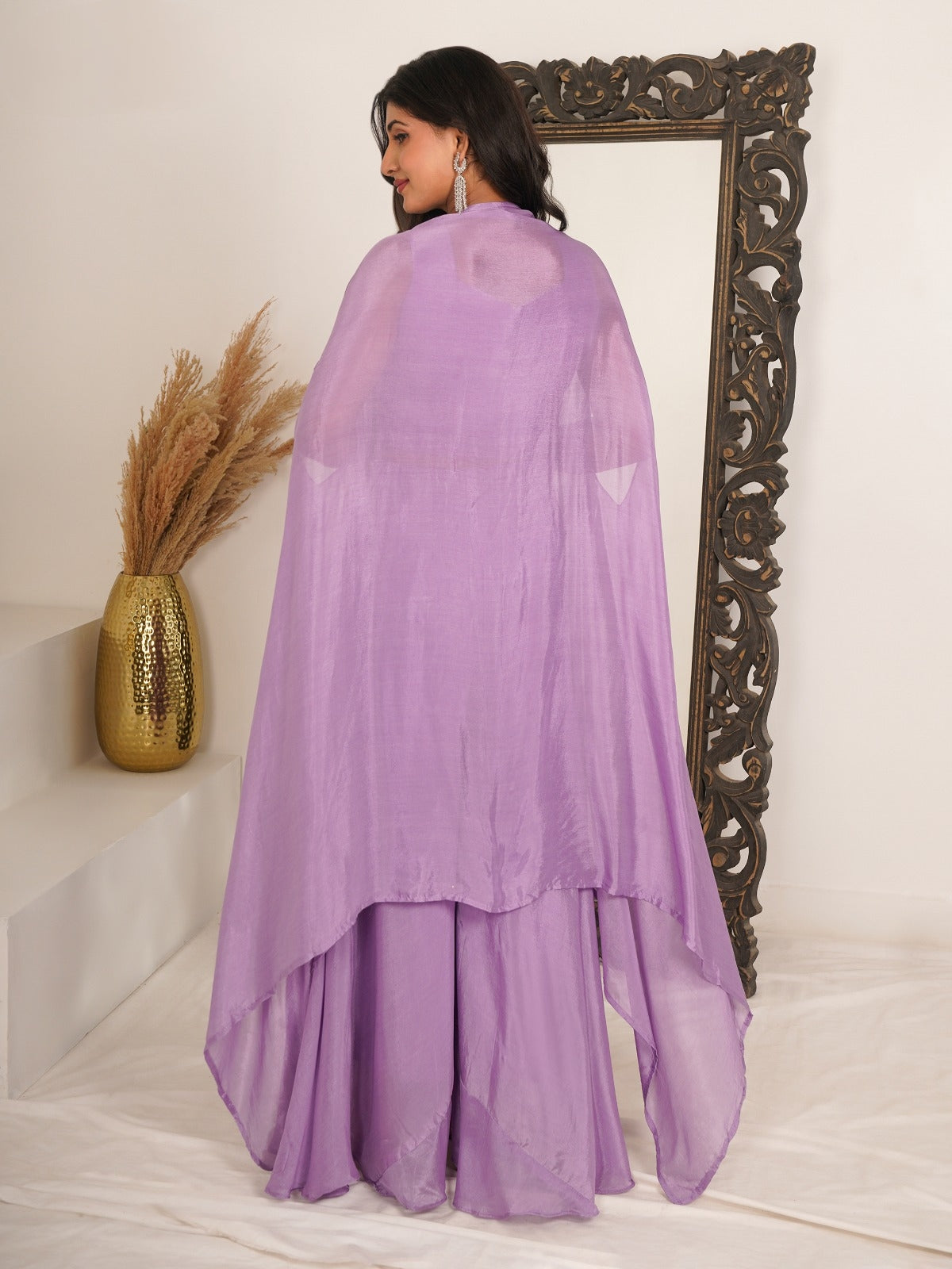 Lavender Fully Stitched Indo Western Outfit for Women