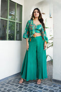 Flared Palazzo Pants with Ethnic Shrug – Indo Western Outfit