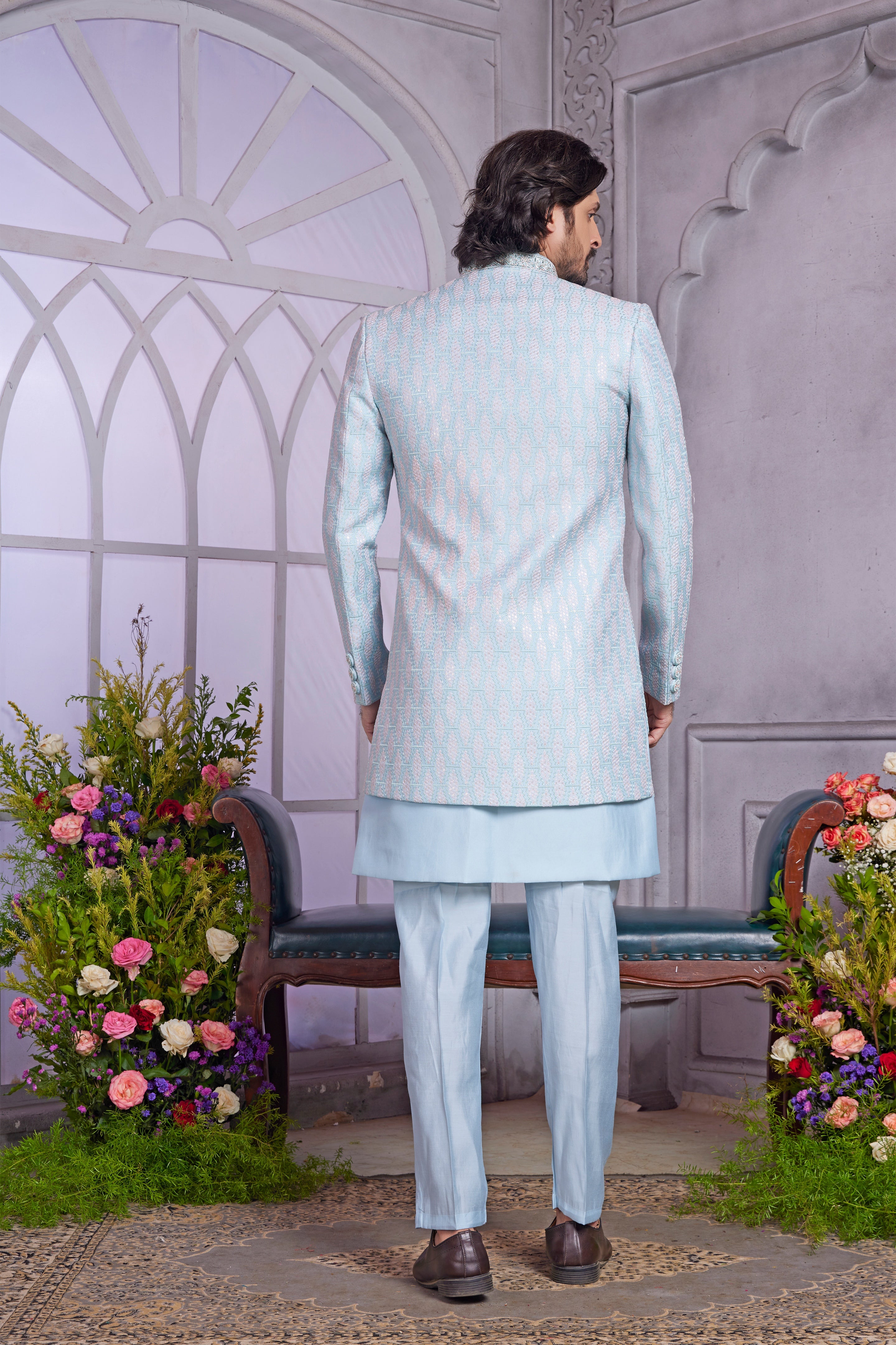 Sky blue pooja wear for men