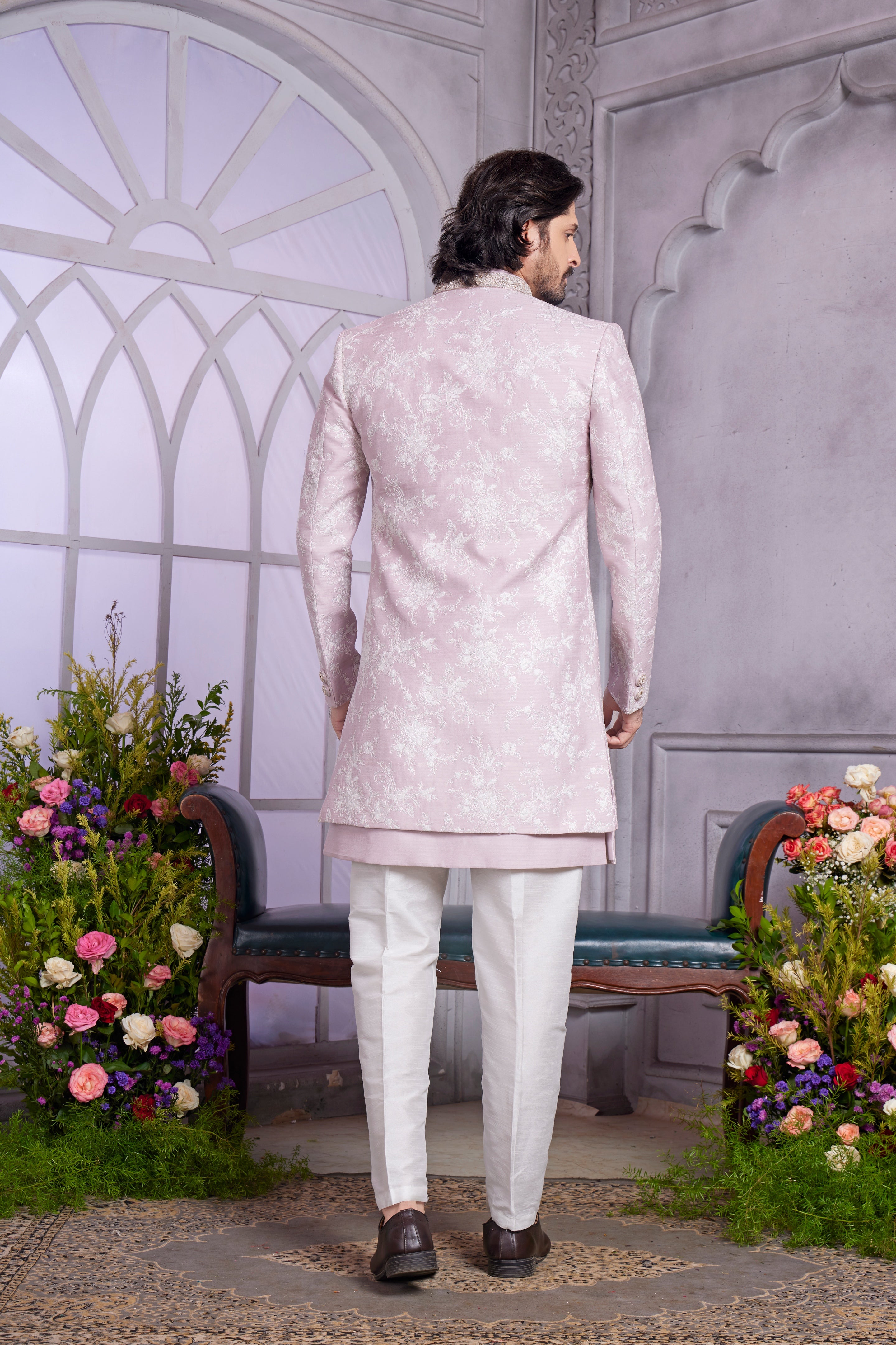 Indo Western pink outfit with white pant