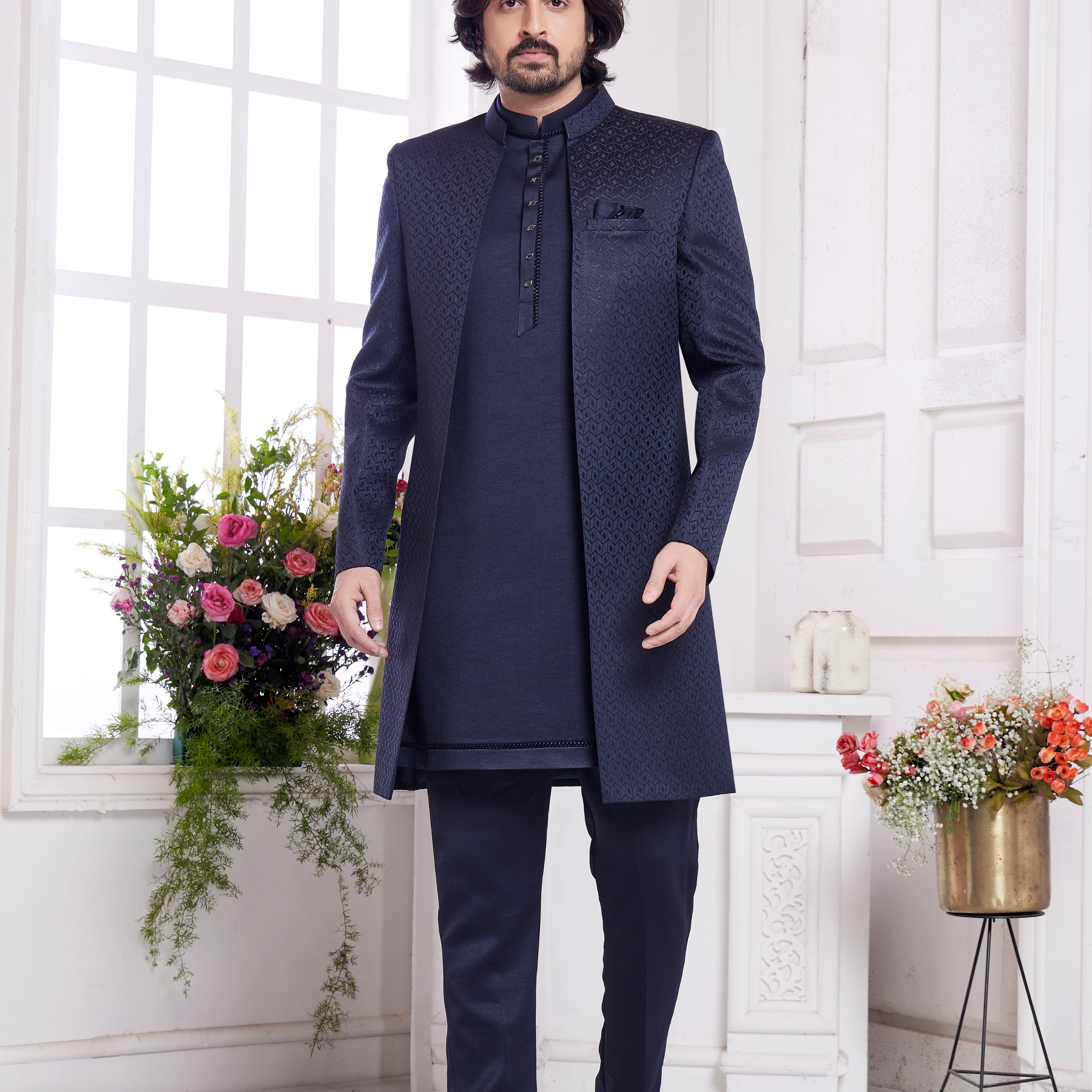 Midnight blue indo western suit