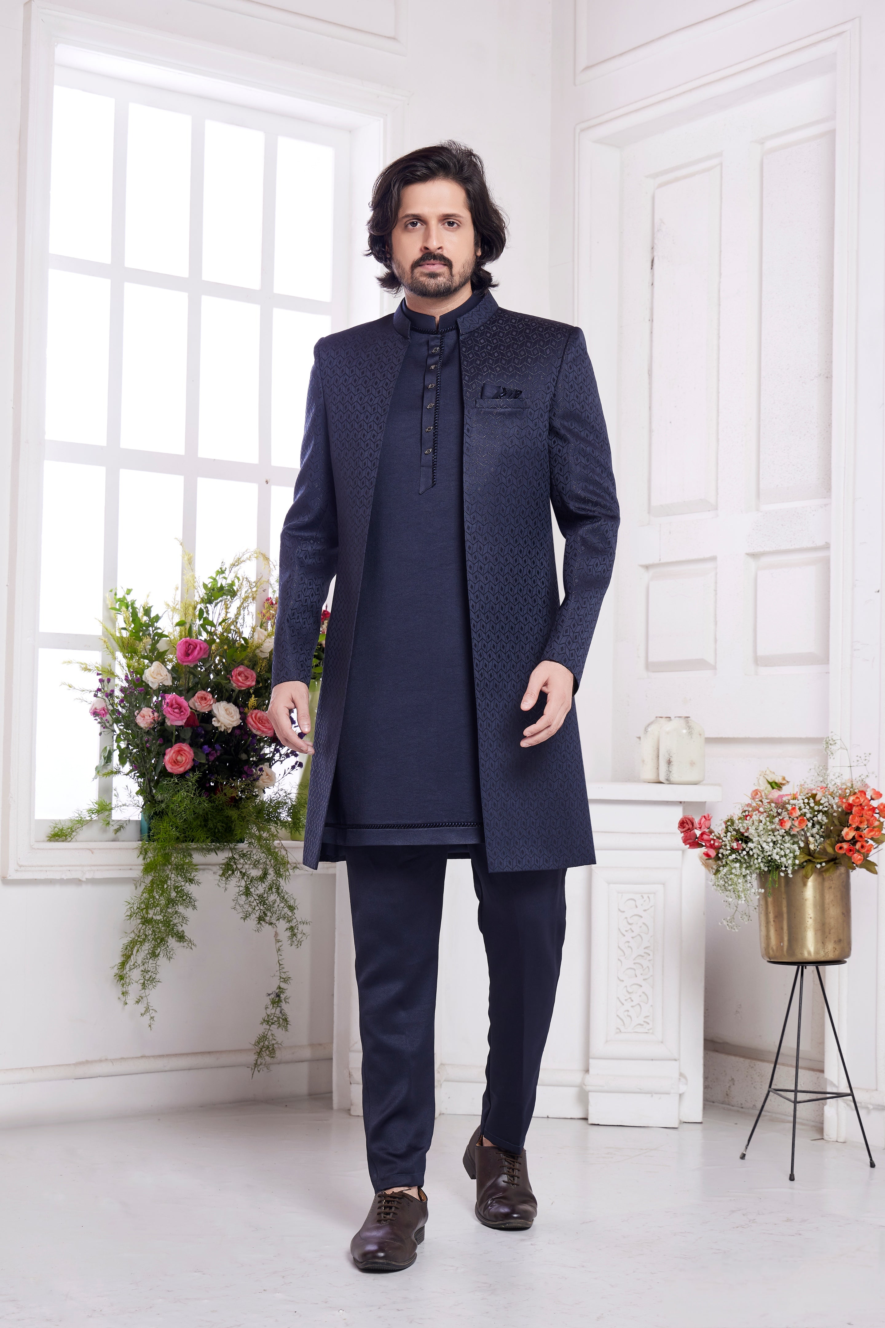 Midnight blue indo western suit