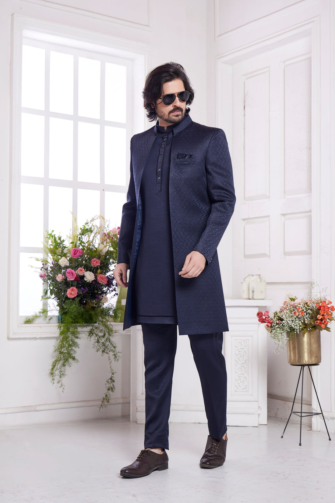 Midnight blue indo western suit