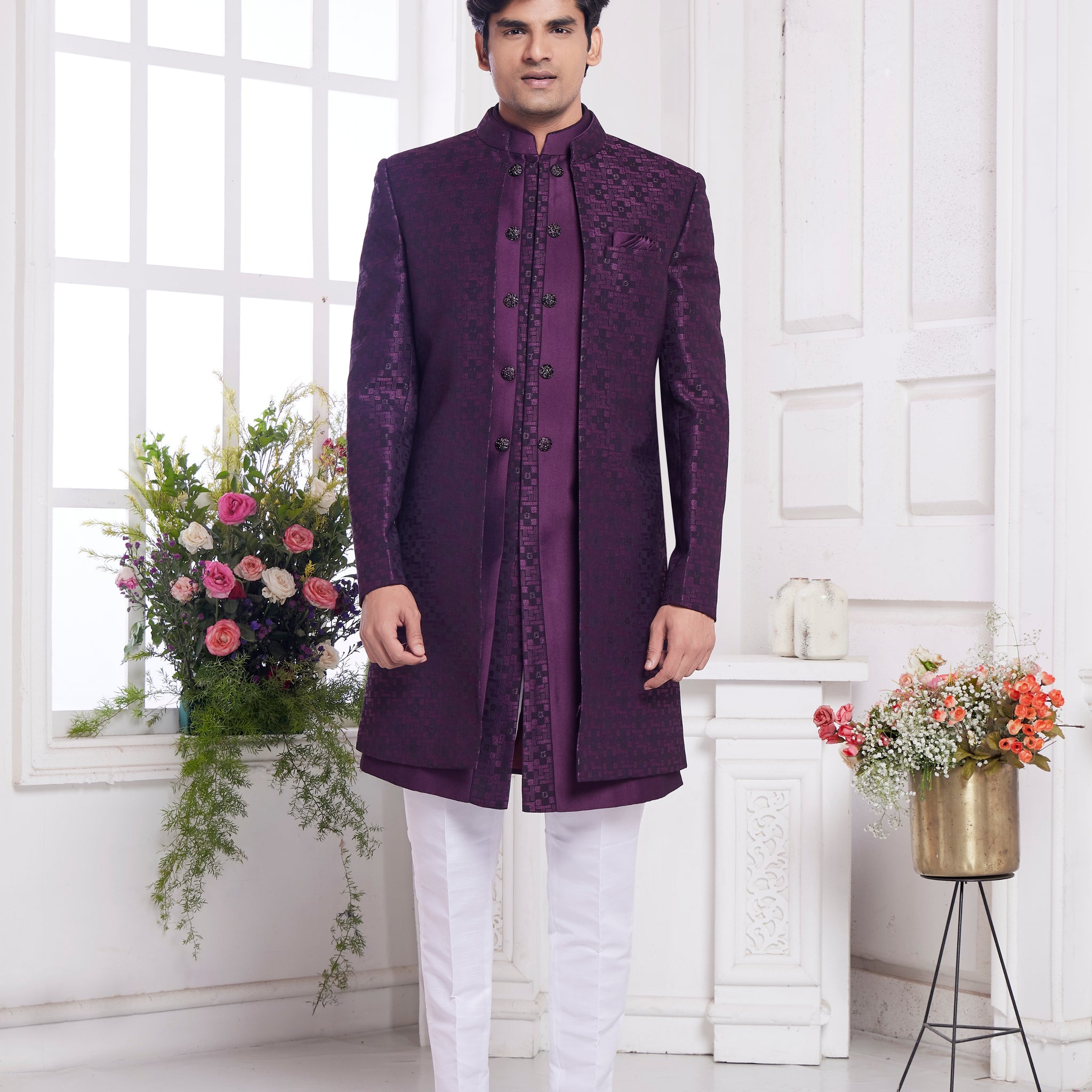 Wine color indo western outfit
