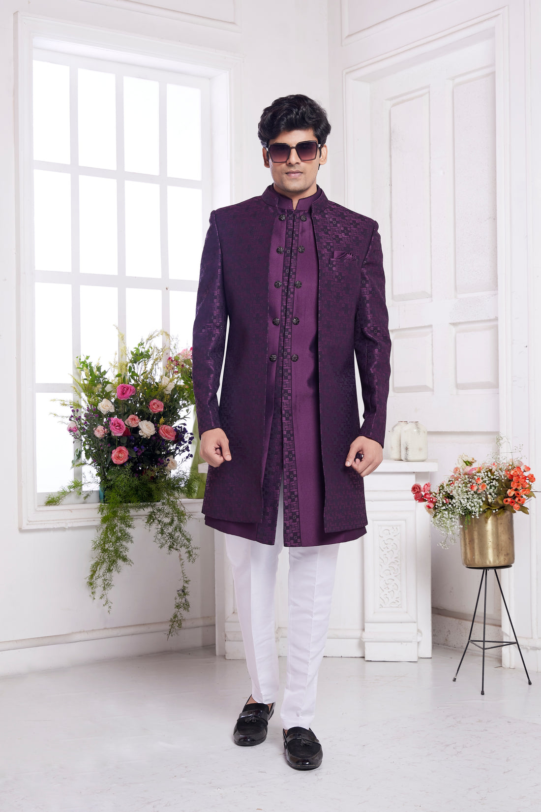 Wine color indo western outfit
