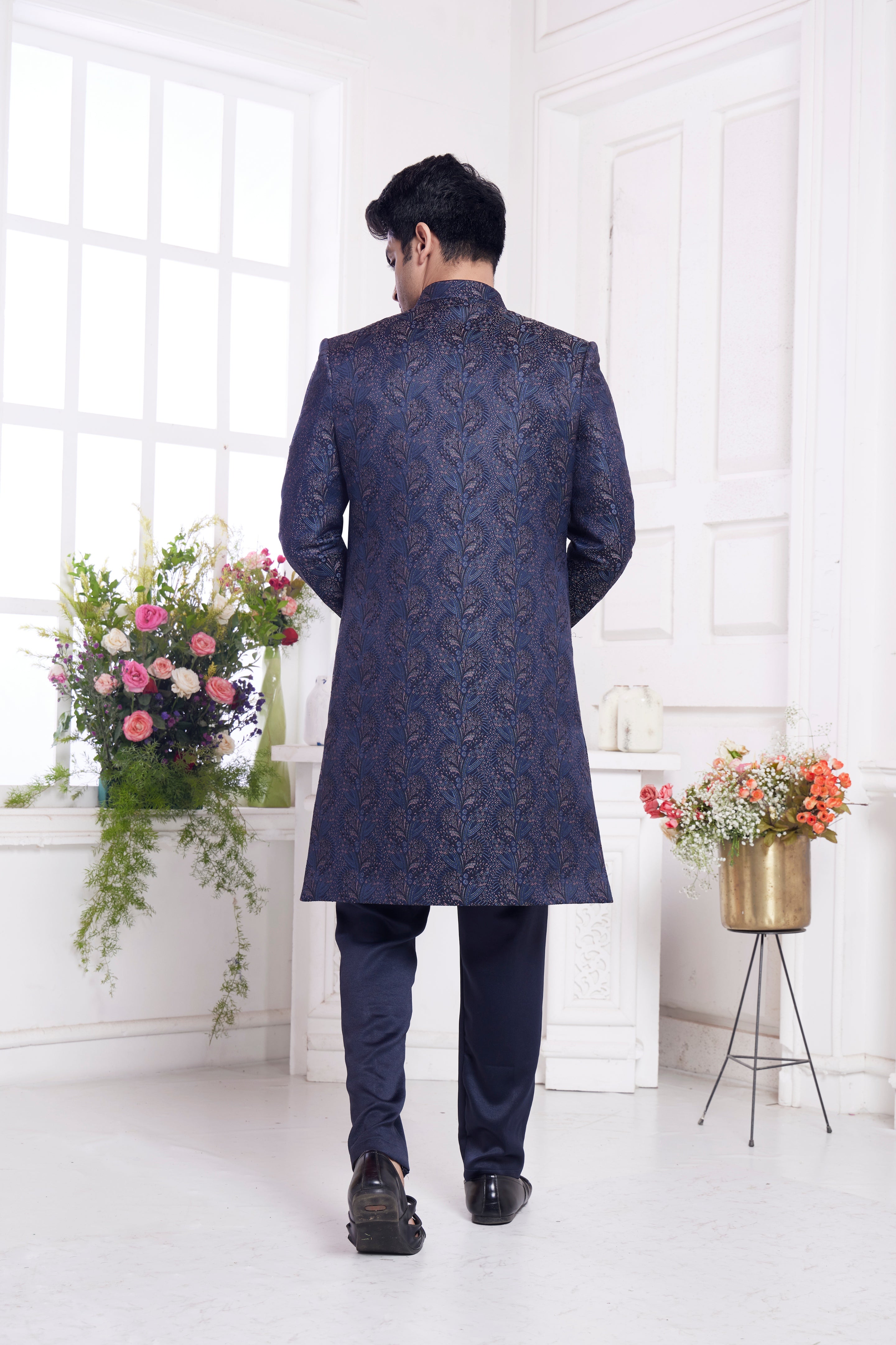 Party wear indo western in jacquard silk