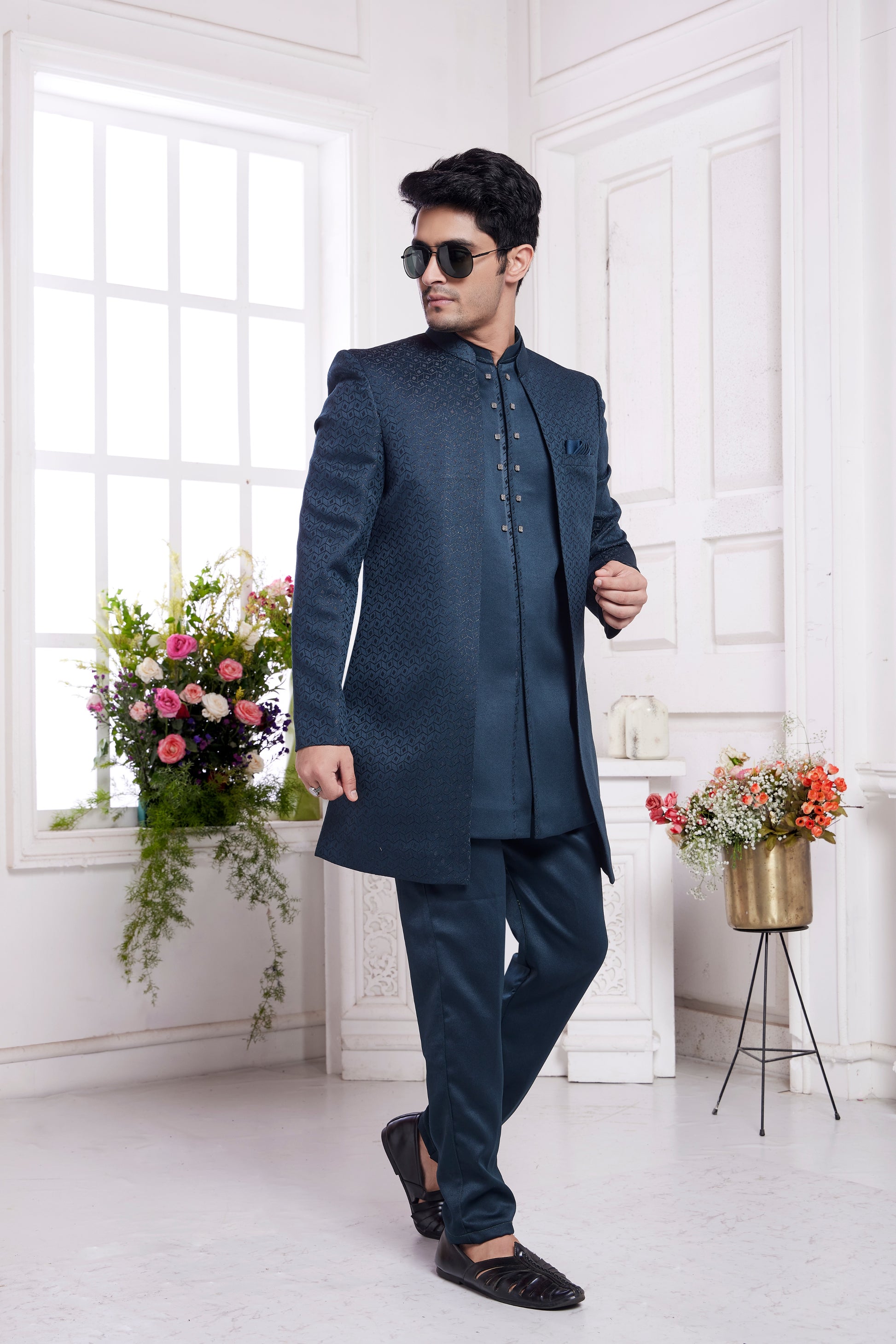 Evening indo western navy tone