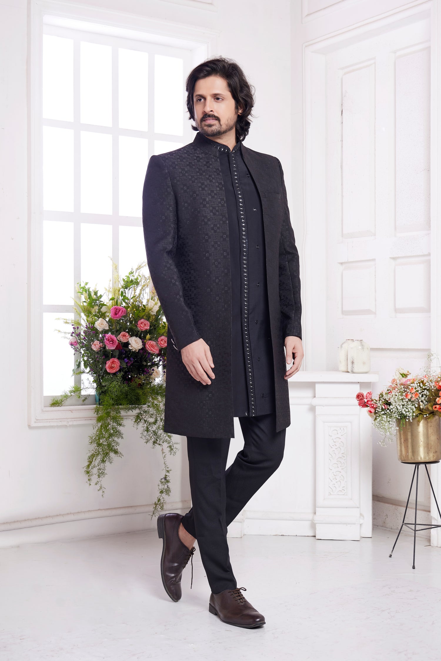 Black ethnic wear men wedding
