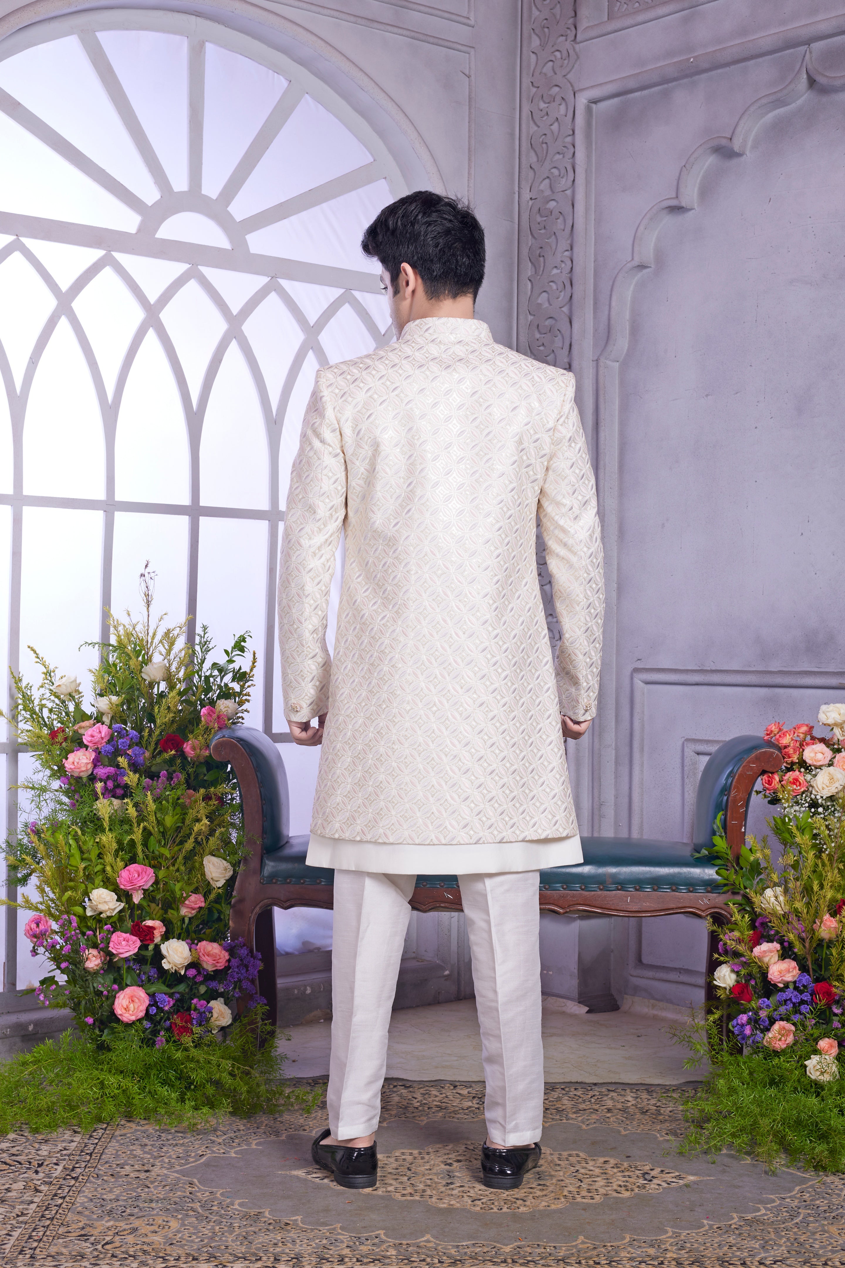 Elegant white indo western set