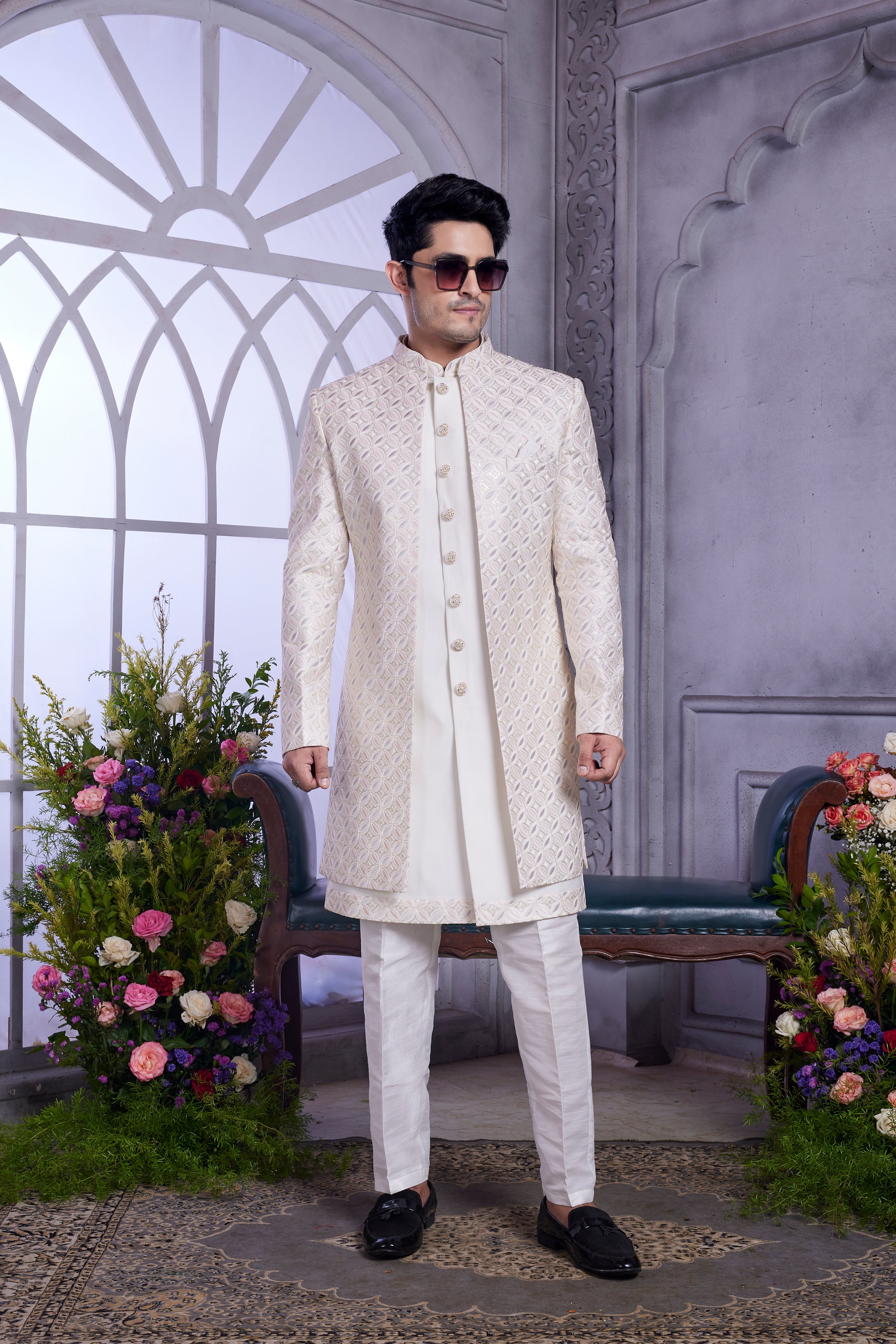 White indo western for wedding