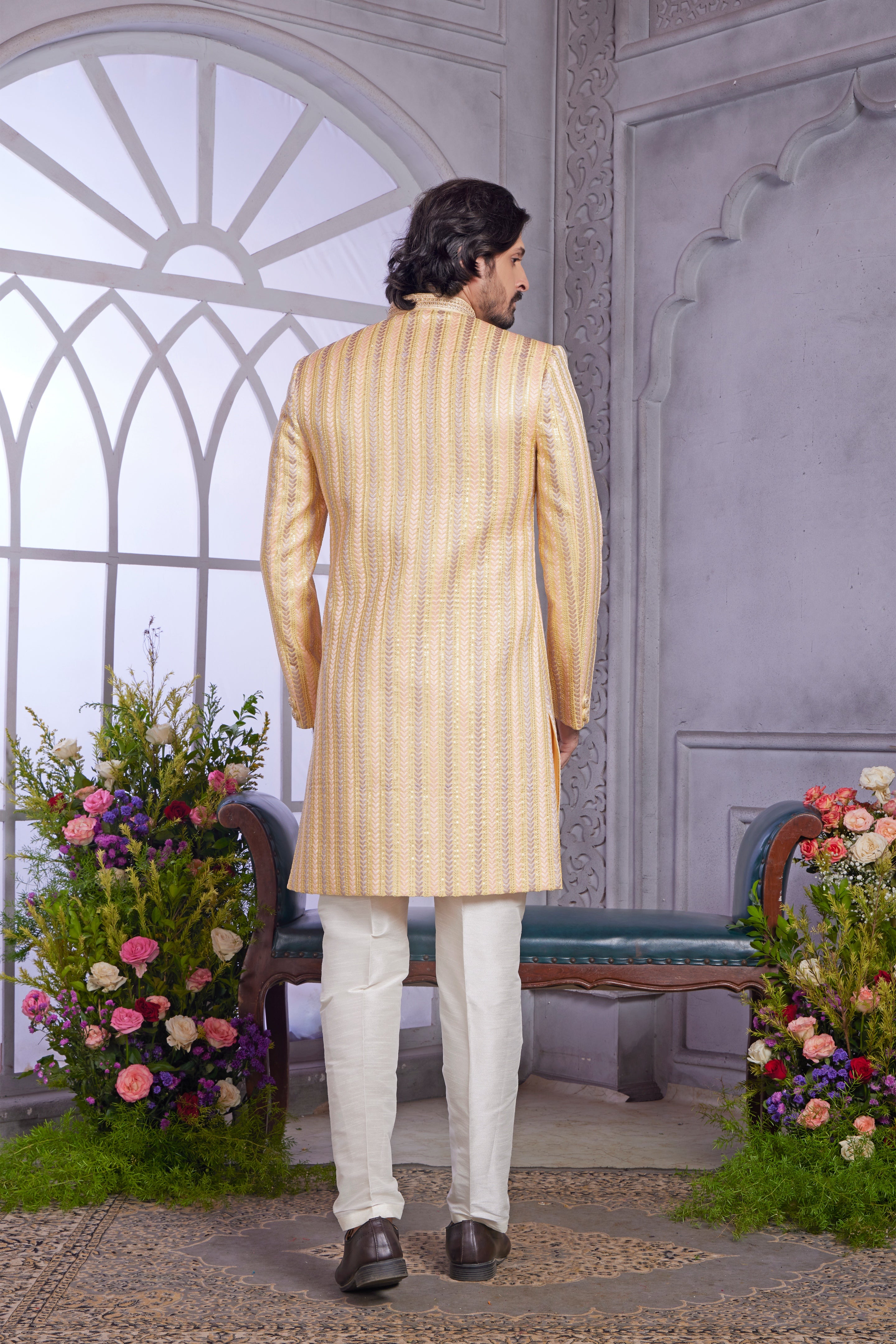 Art silk yellow indo western