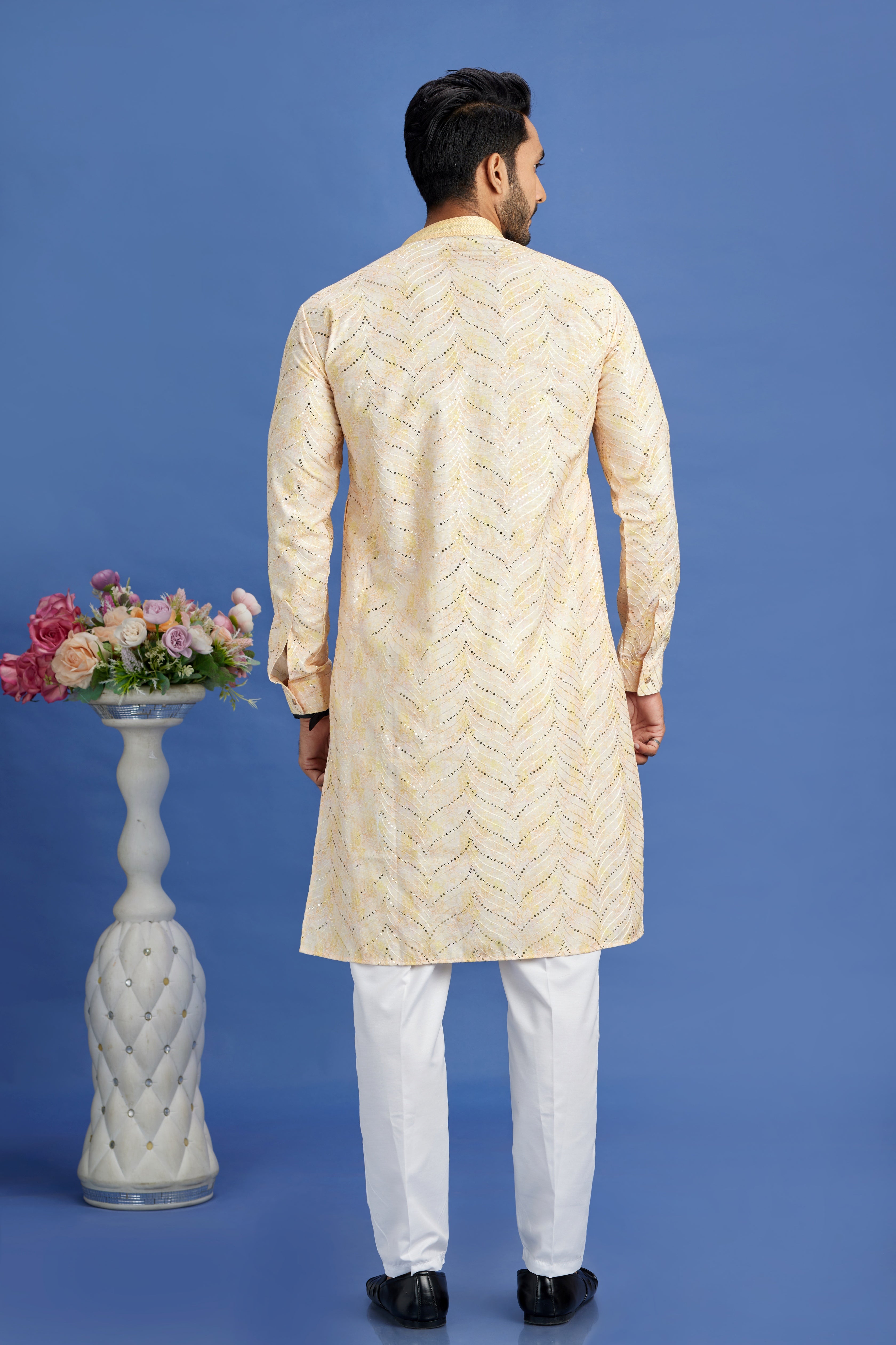 Cotton kurta pajama with digital print for men