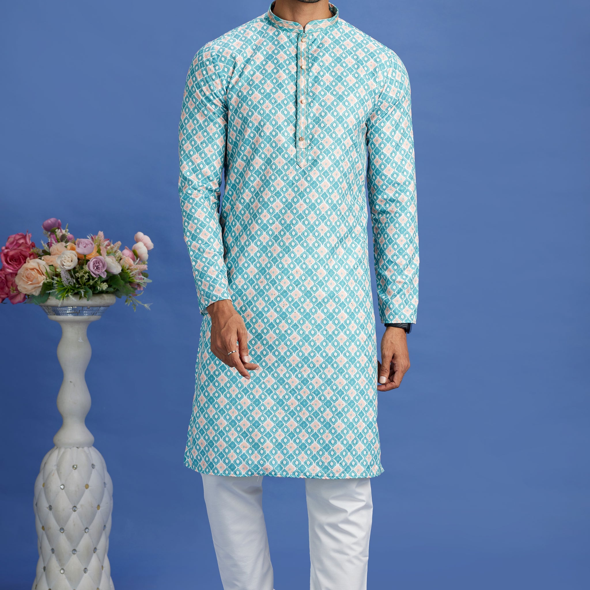 Sky blue kurta pajama set for men