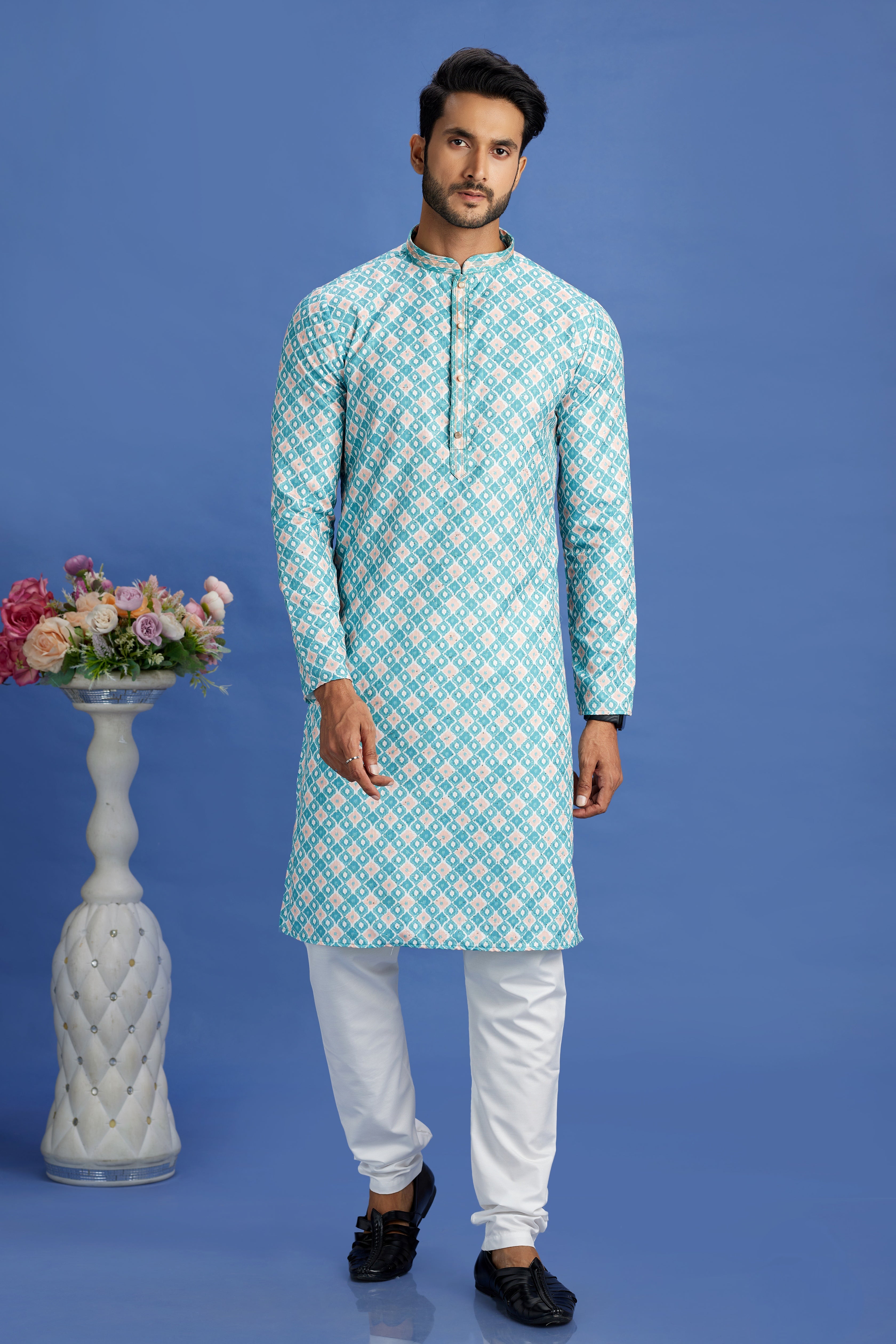 Sky blue kurta pajama set for men