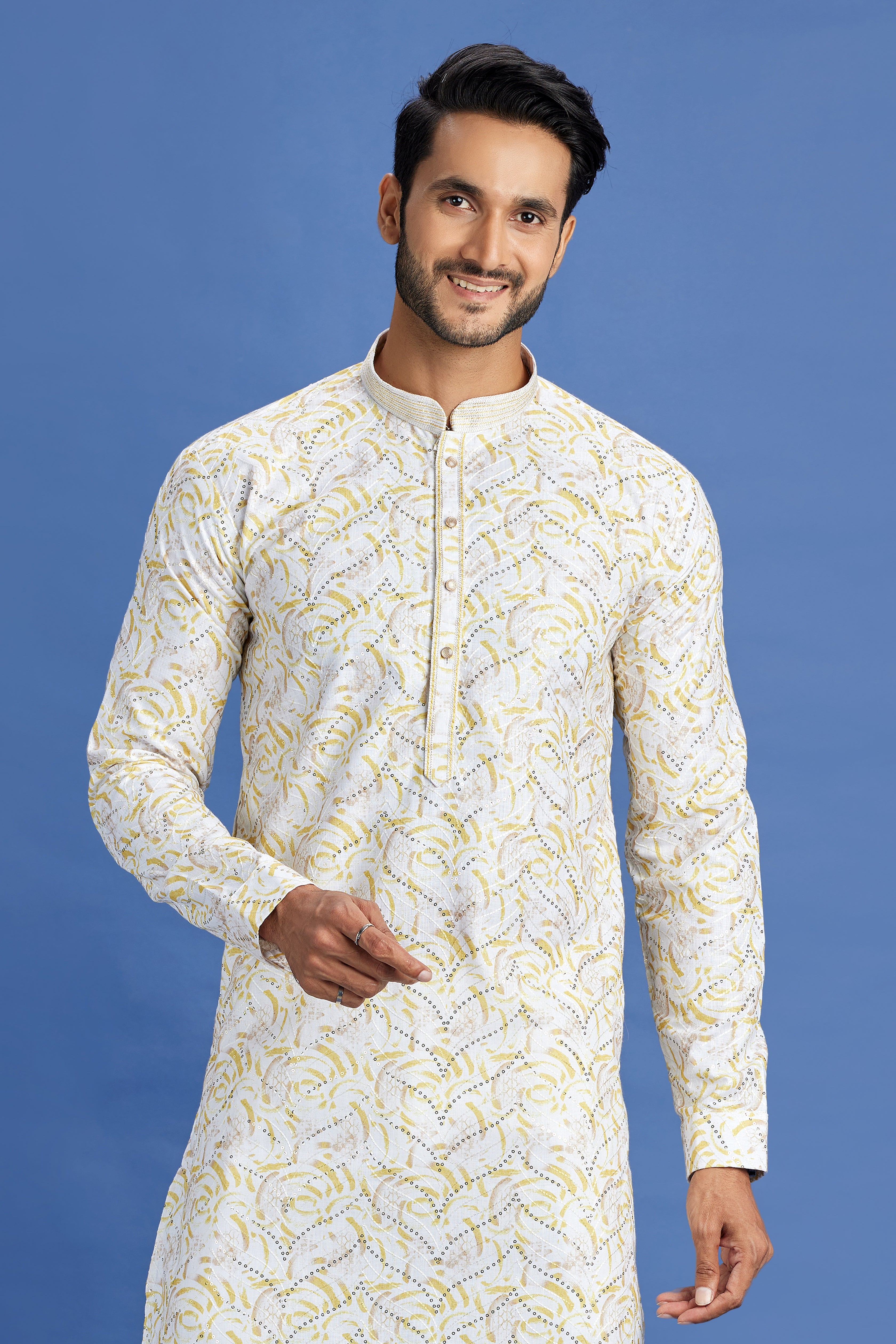 Embroidered pintux kurta set in beige