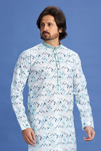 Pintux embroidered kurta set in sky blue