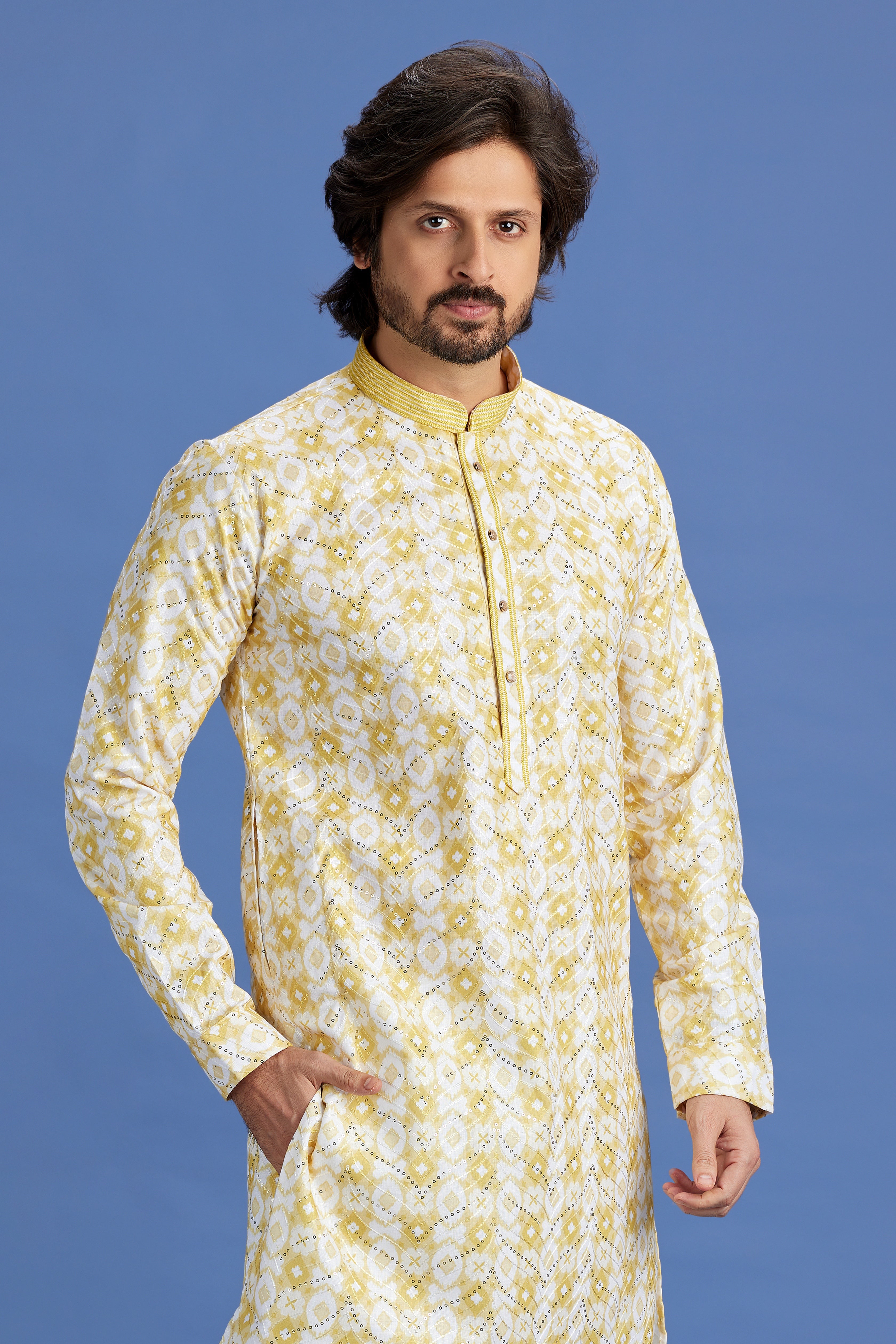 Pintux embroidered kurta in yellow


