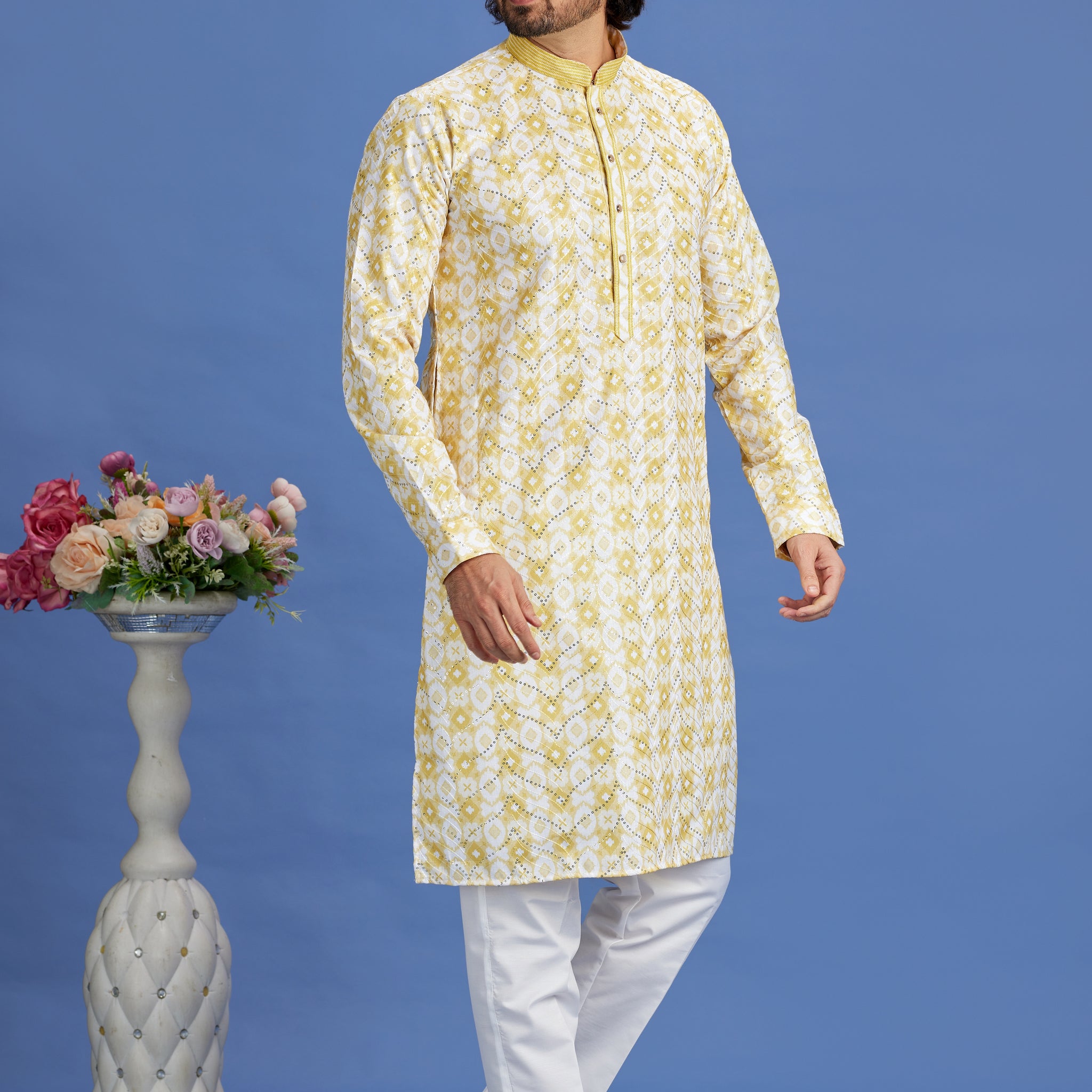 Yellow kurta pajama for haldi function


