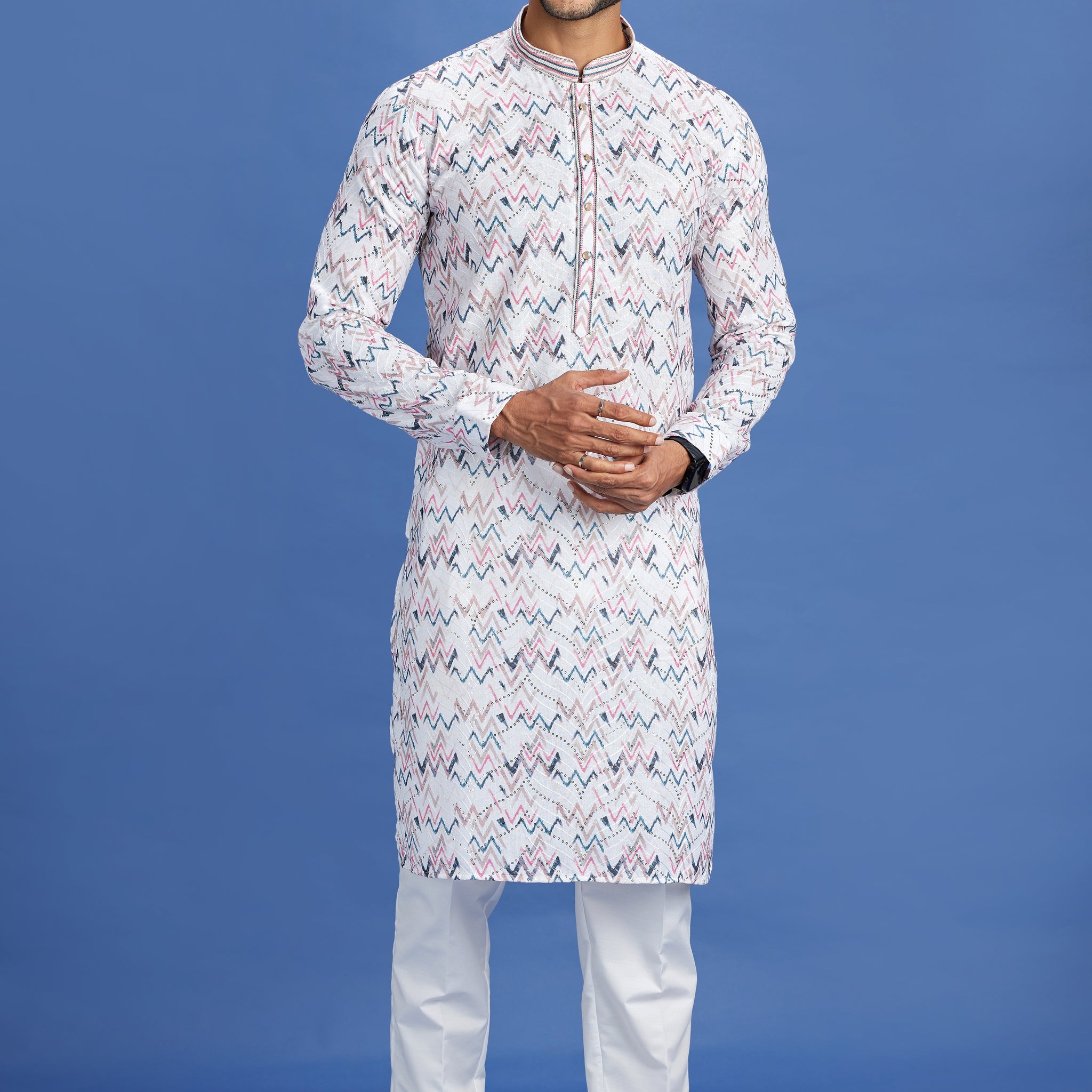 Light pink floral kurta pajama set

