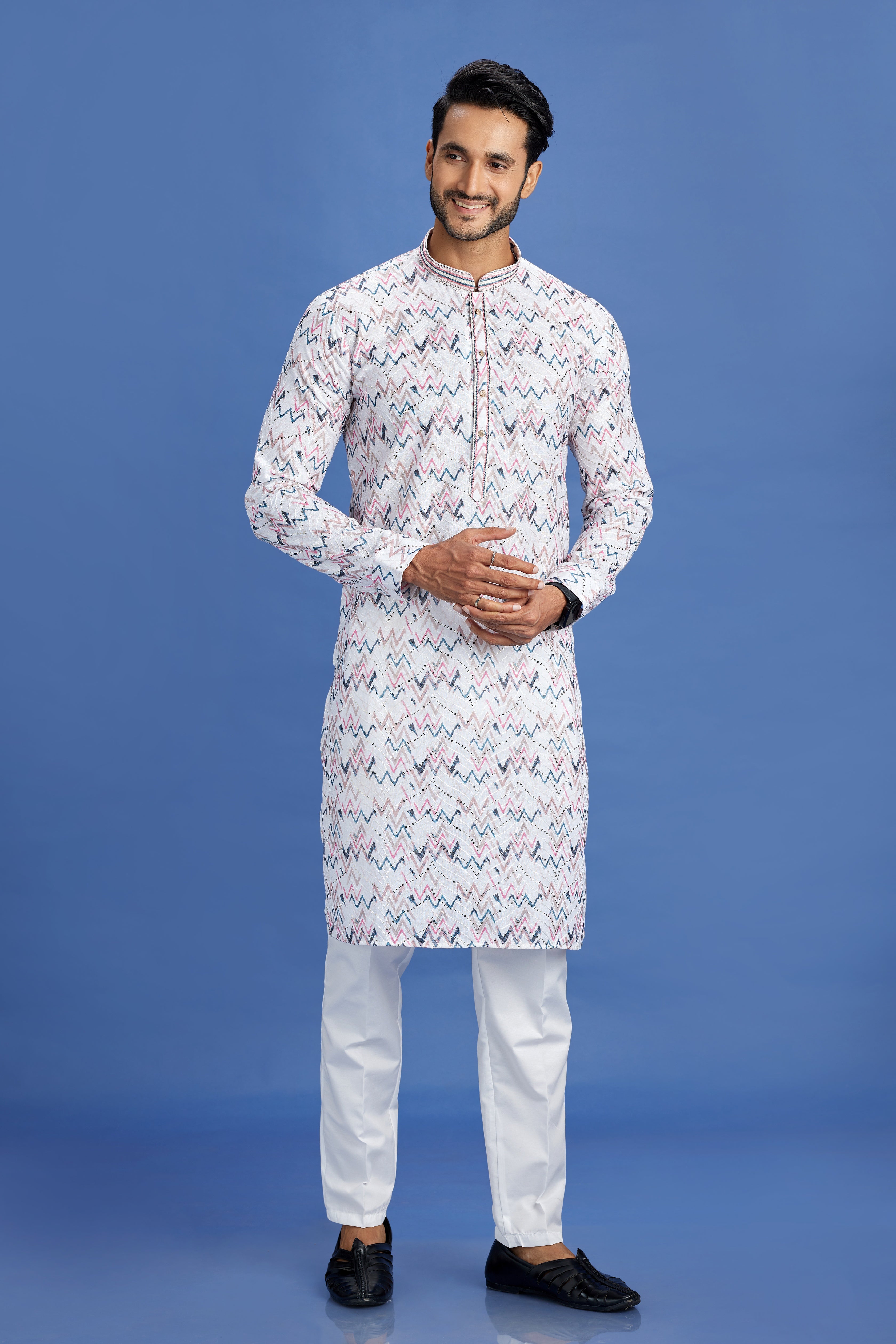 Light pink floral kurta pajama set

