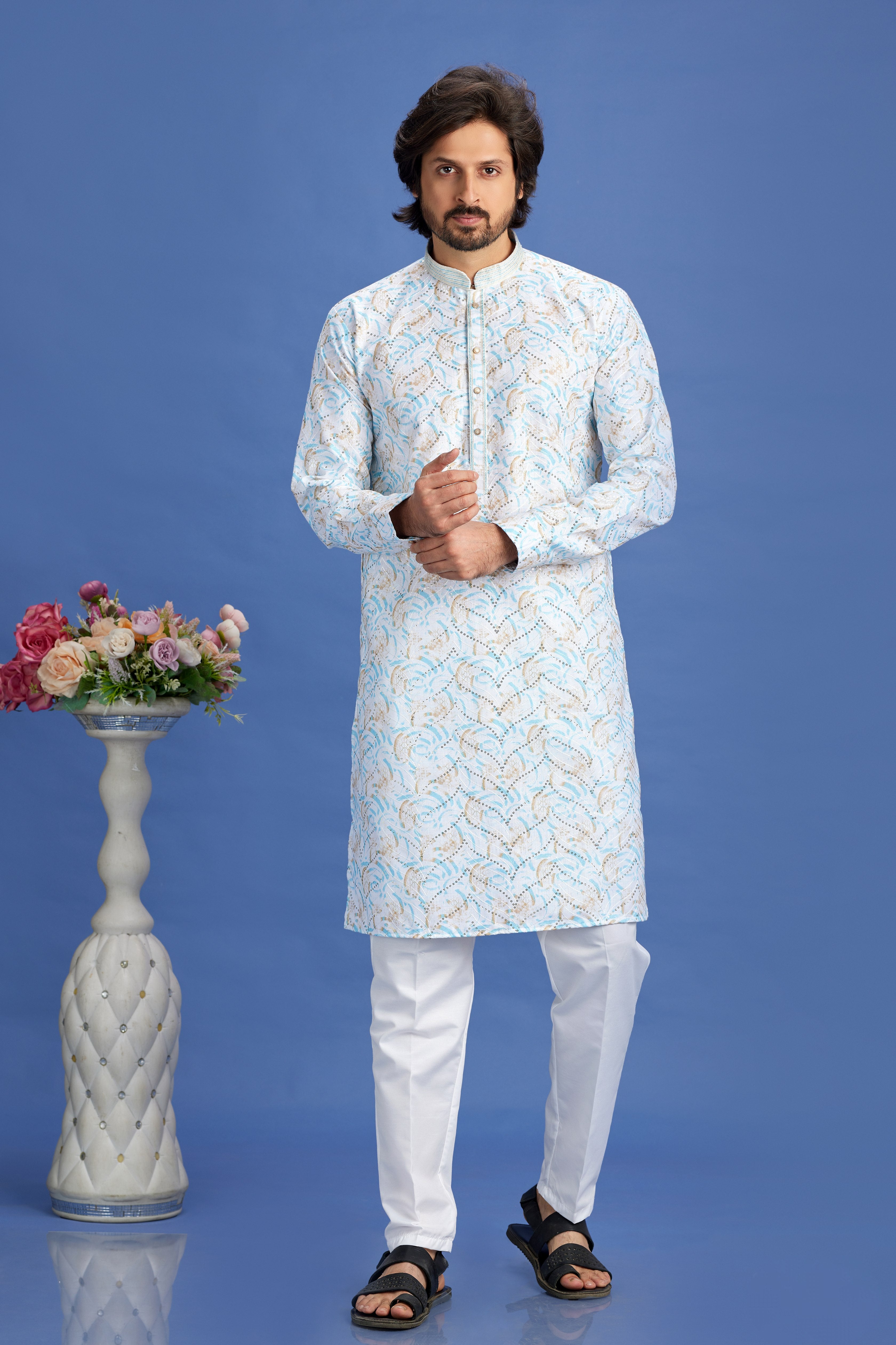 Designer wedding kurta in blue

