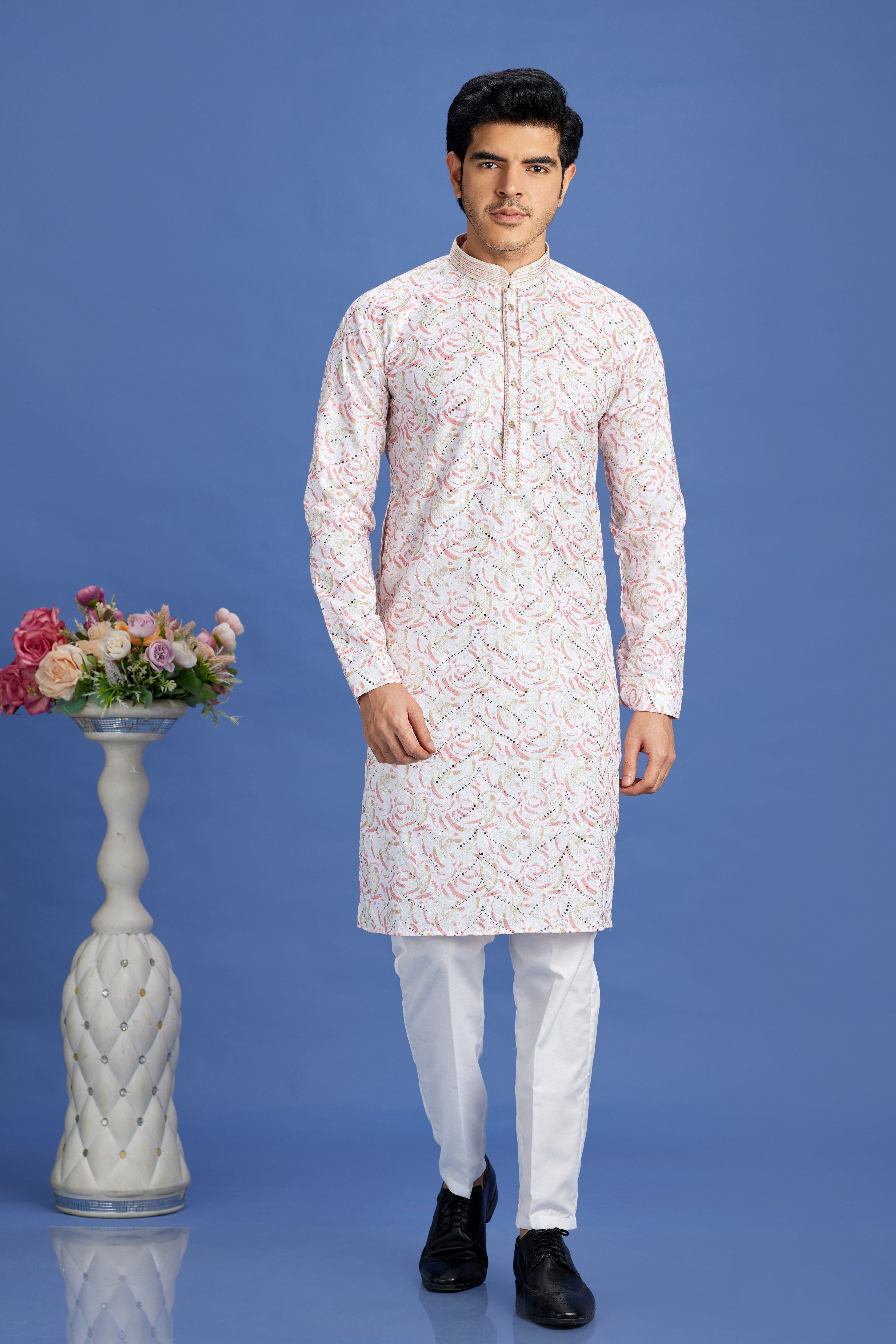 Ethnic men’s wear in light pink

