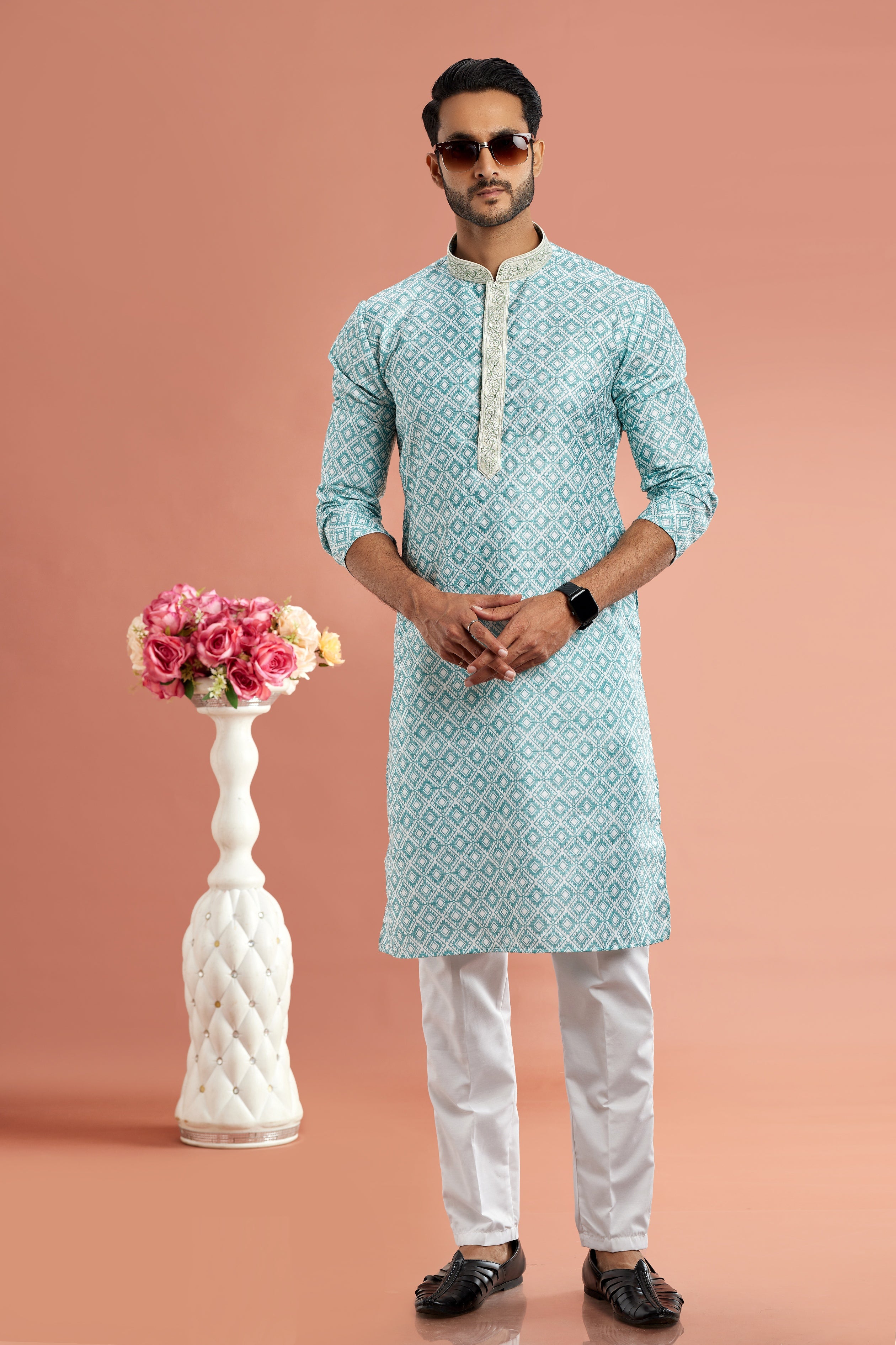 Sea green kurta pajama for men

