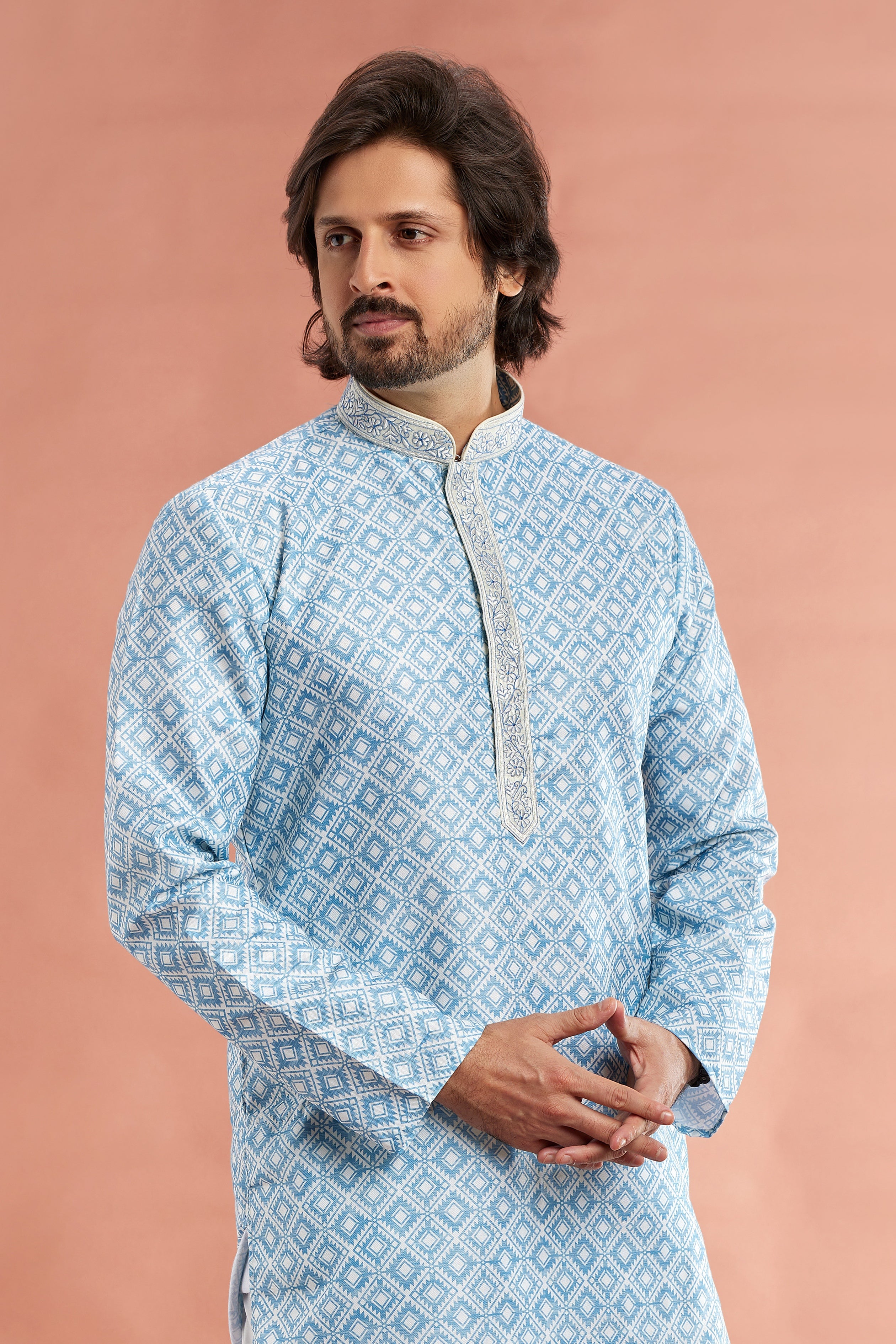 Cotton kurta pajama with Aligadhi pant

