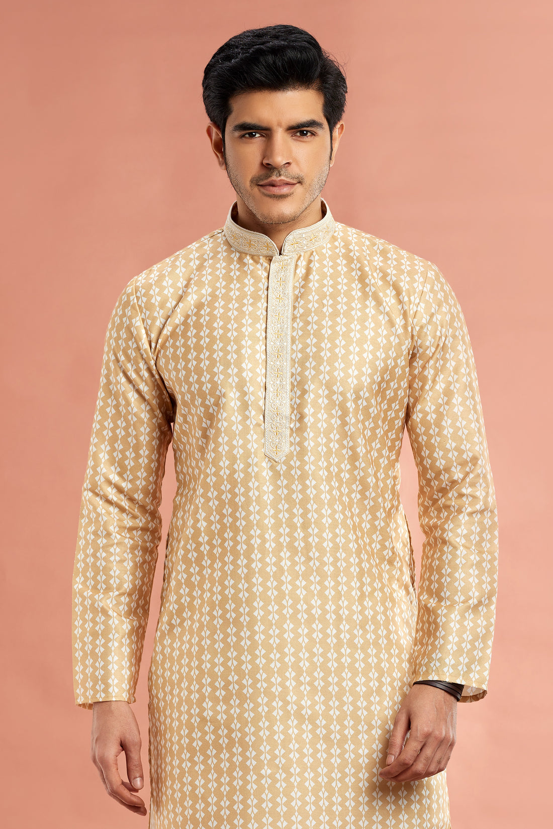 Mustard yellow printed kurta set

