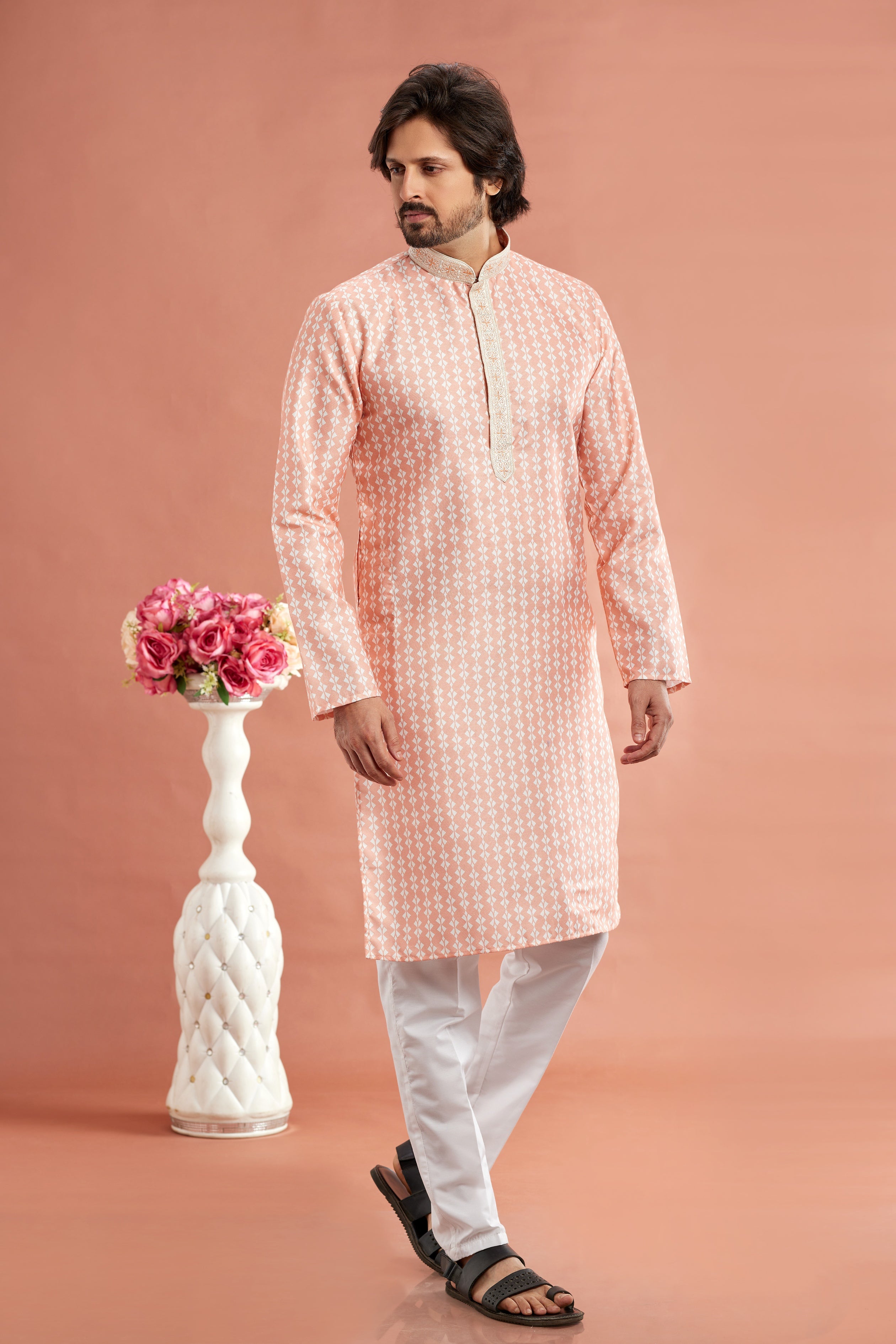Digital print peach kurta set


