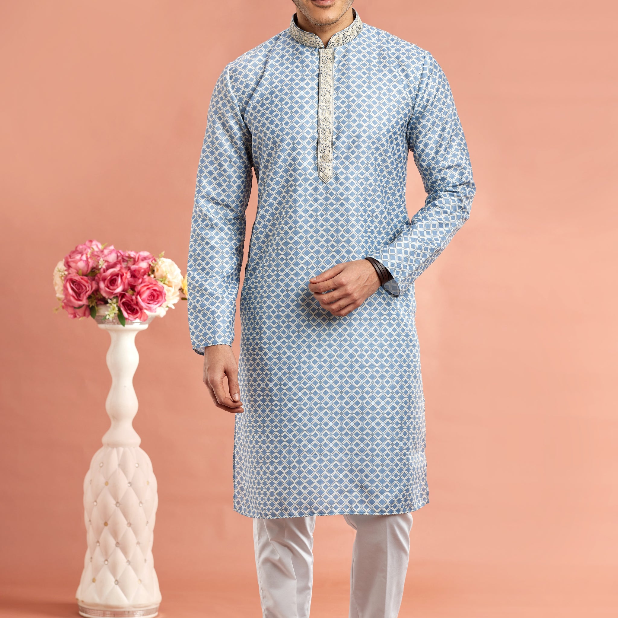 Powder blue kurta set for men

